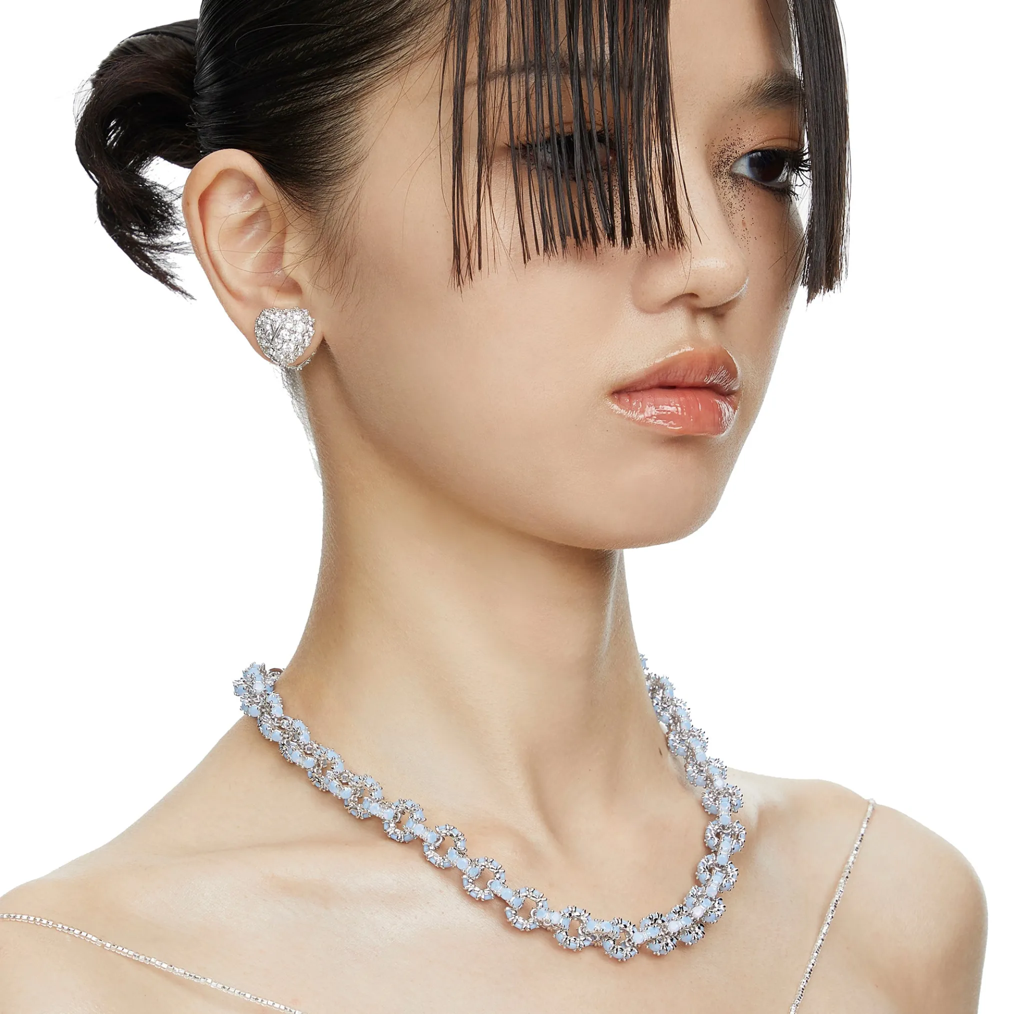 Ripple / Pave gemstone necklace