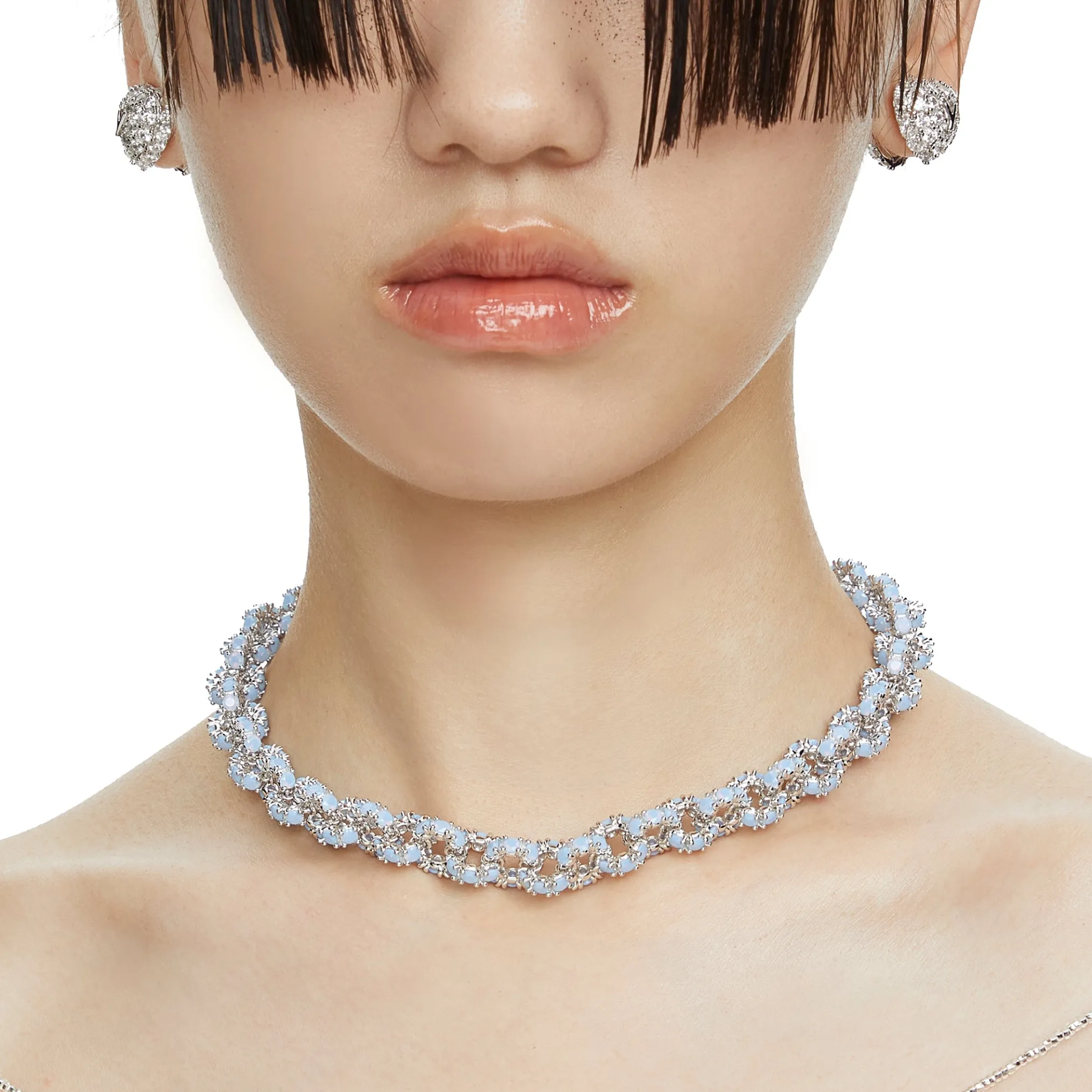 Ripple / Pave gemstone necklace