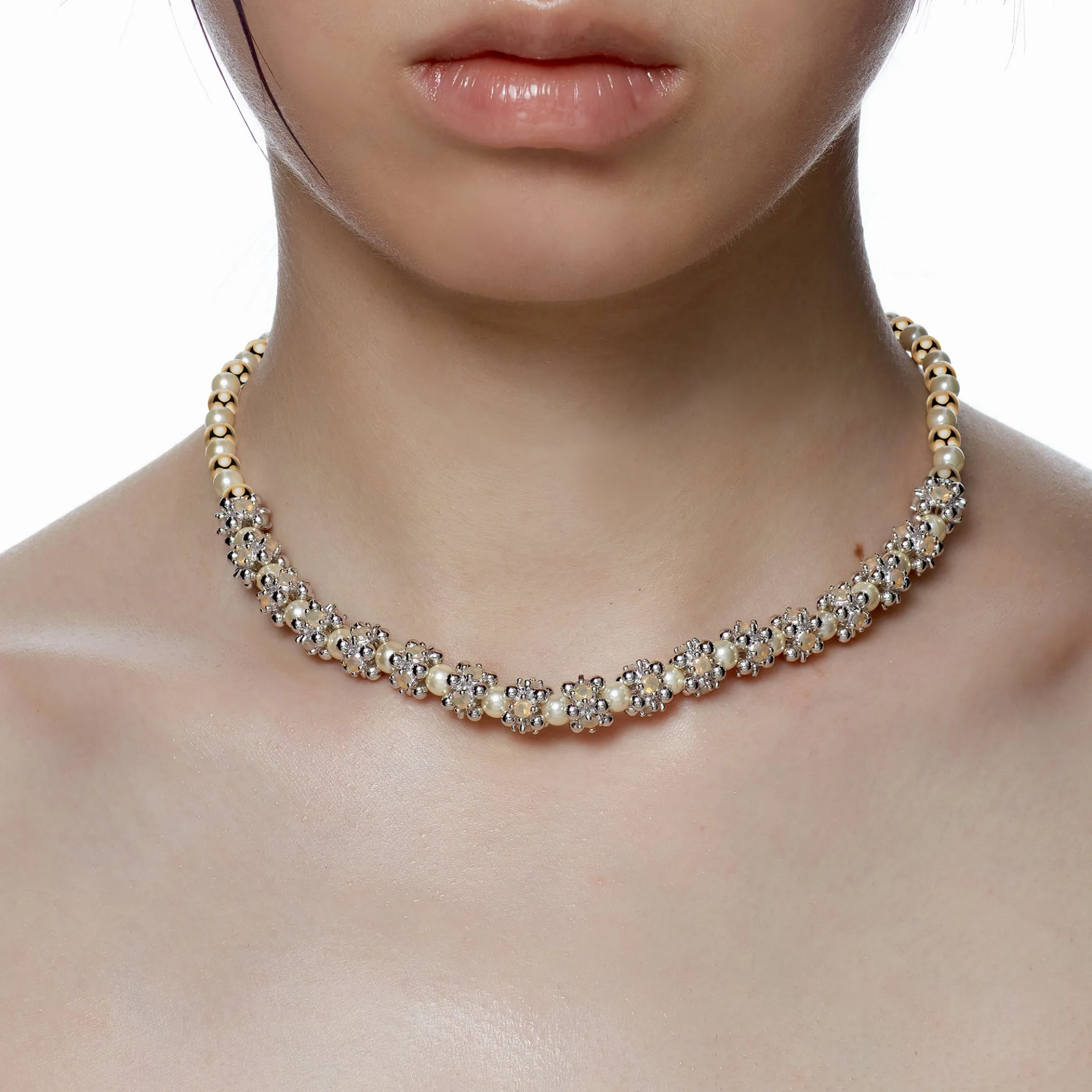 Ripple / Pearl Gemstone Necklace