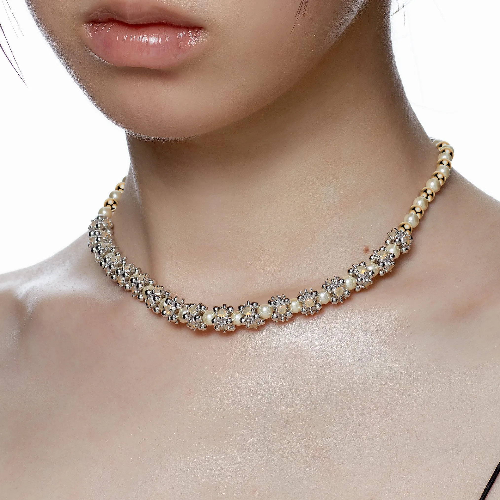 Ripple / Pearl Gemstone Necklace