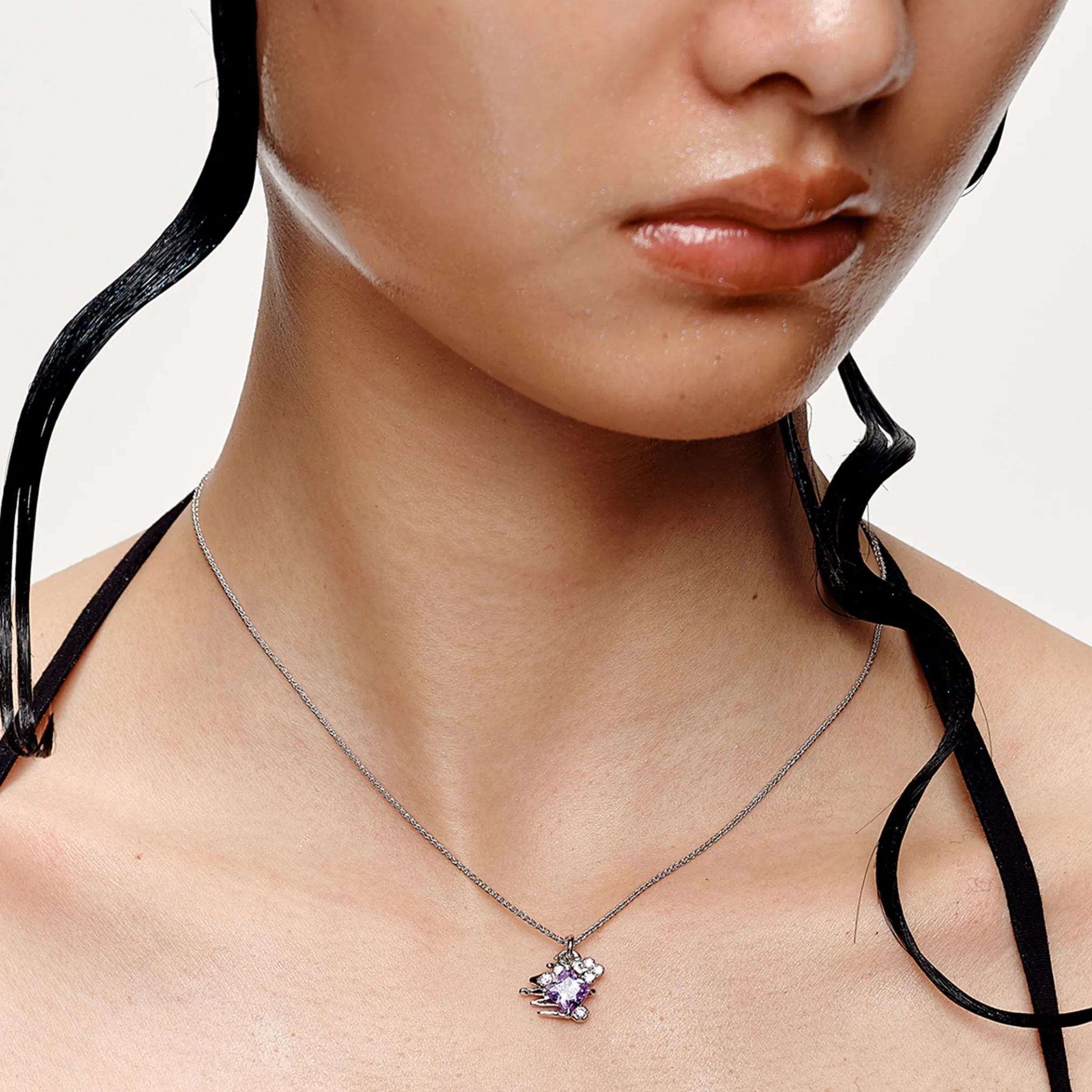 Ripple / Rhombic zircon Necklace