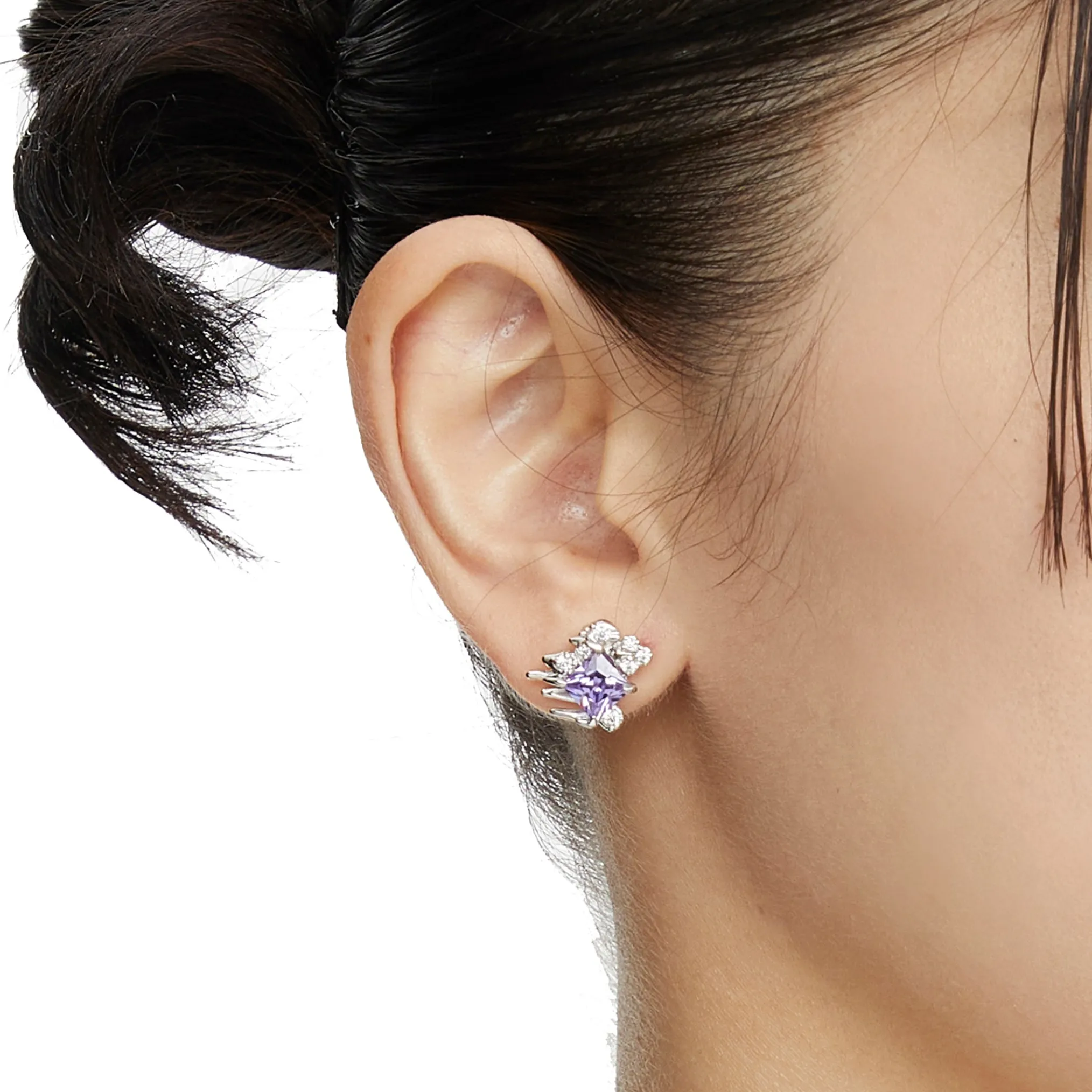 Ripple / Rhombic zircon earrings