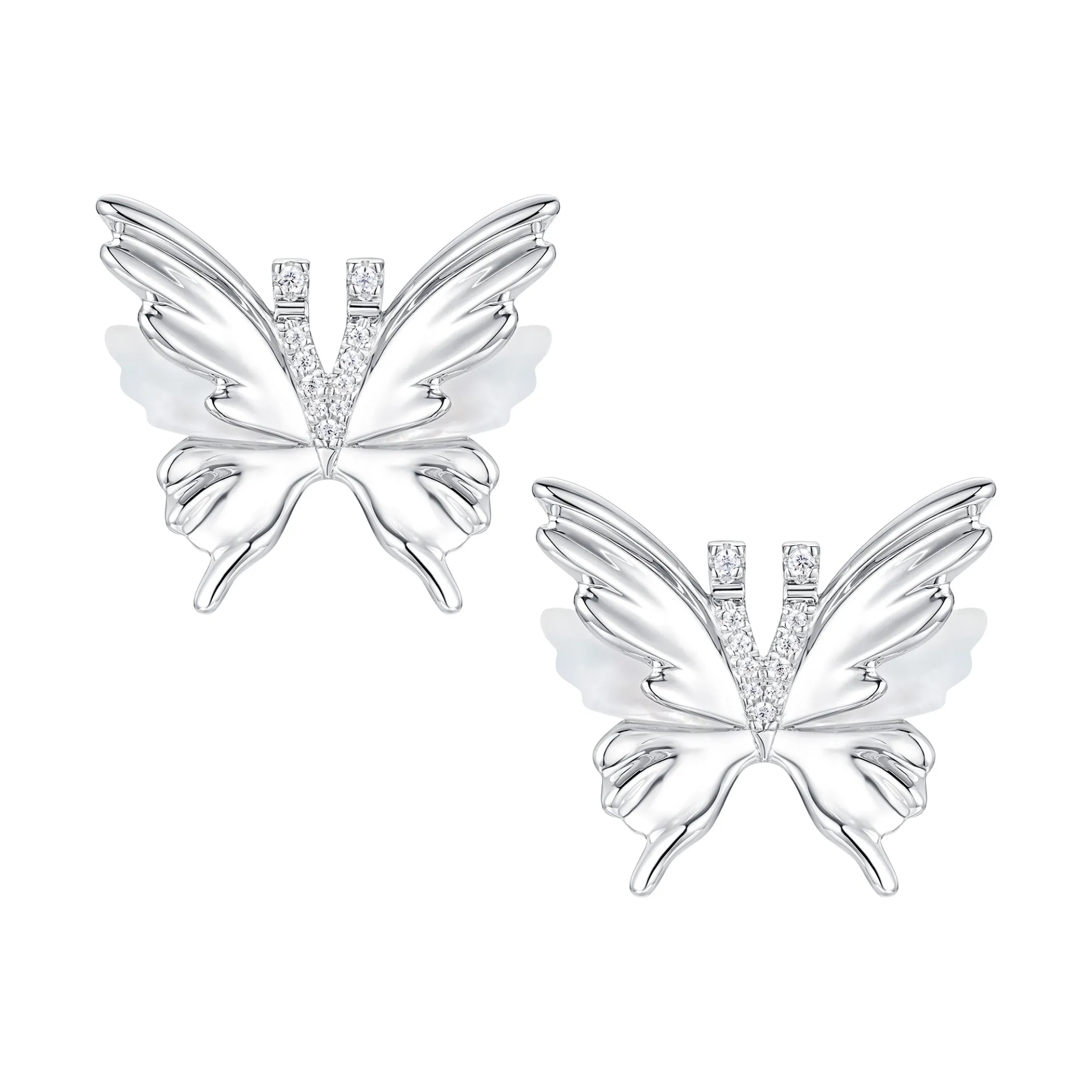 Ripple / Shell Butterfly Gemstone Earrings