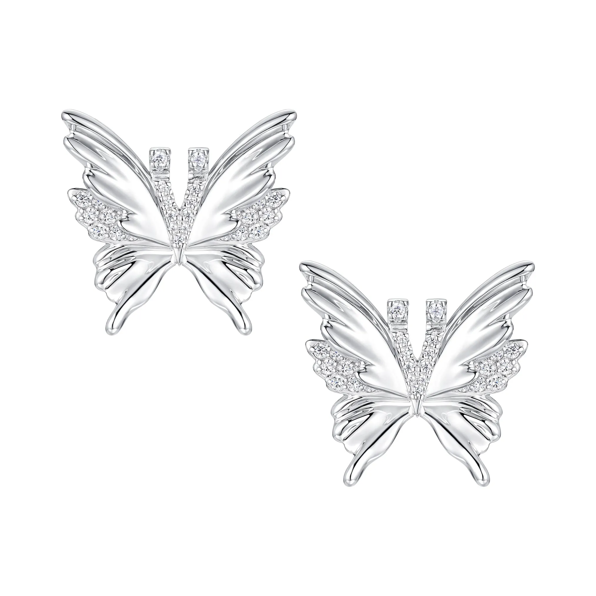 Ripple / Shell Butterfly Gemstone Earrings