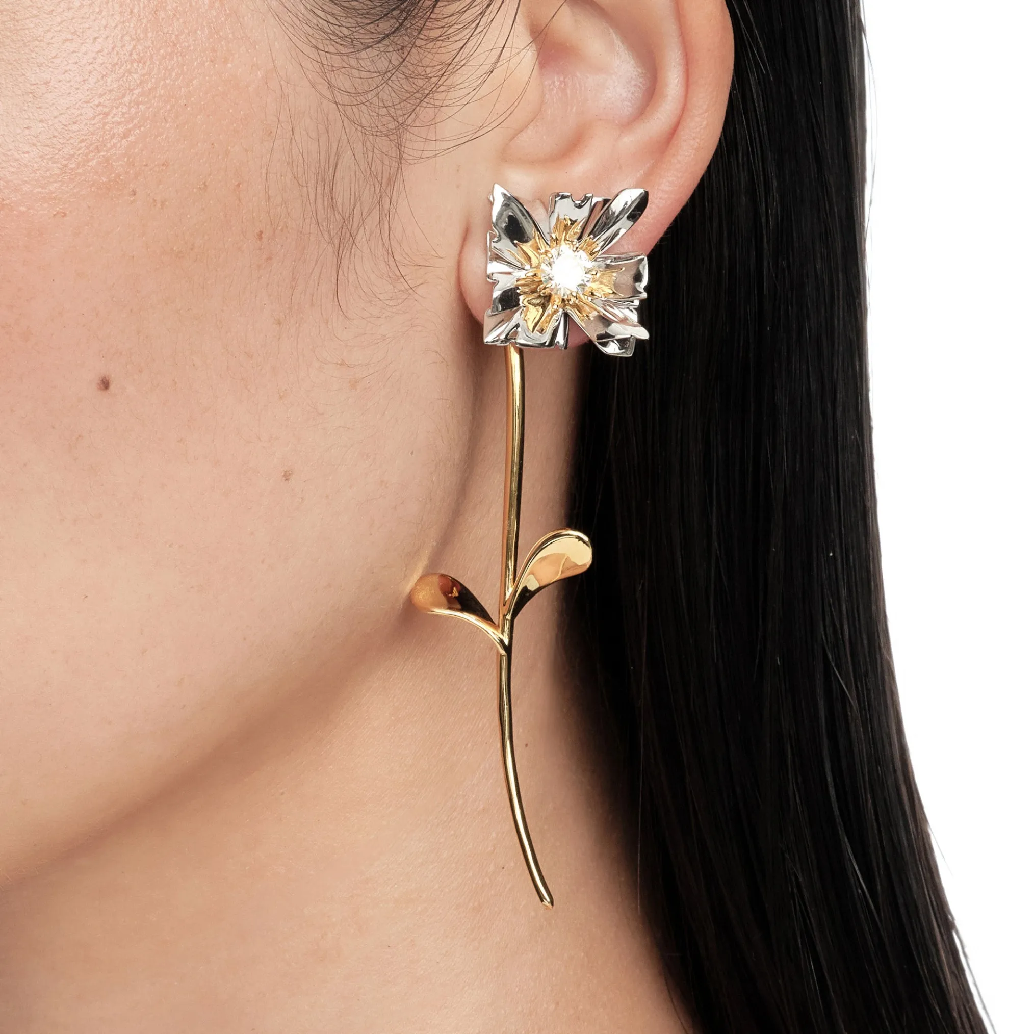 Ripple / Square Flower Branch Earring