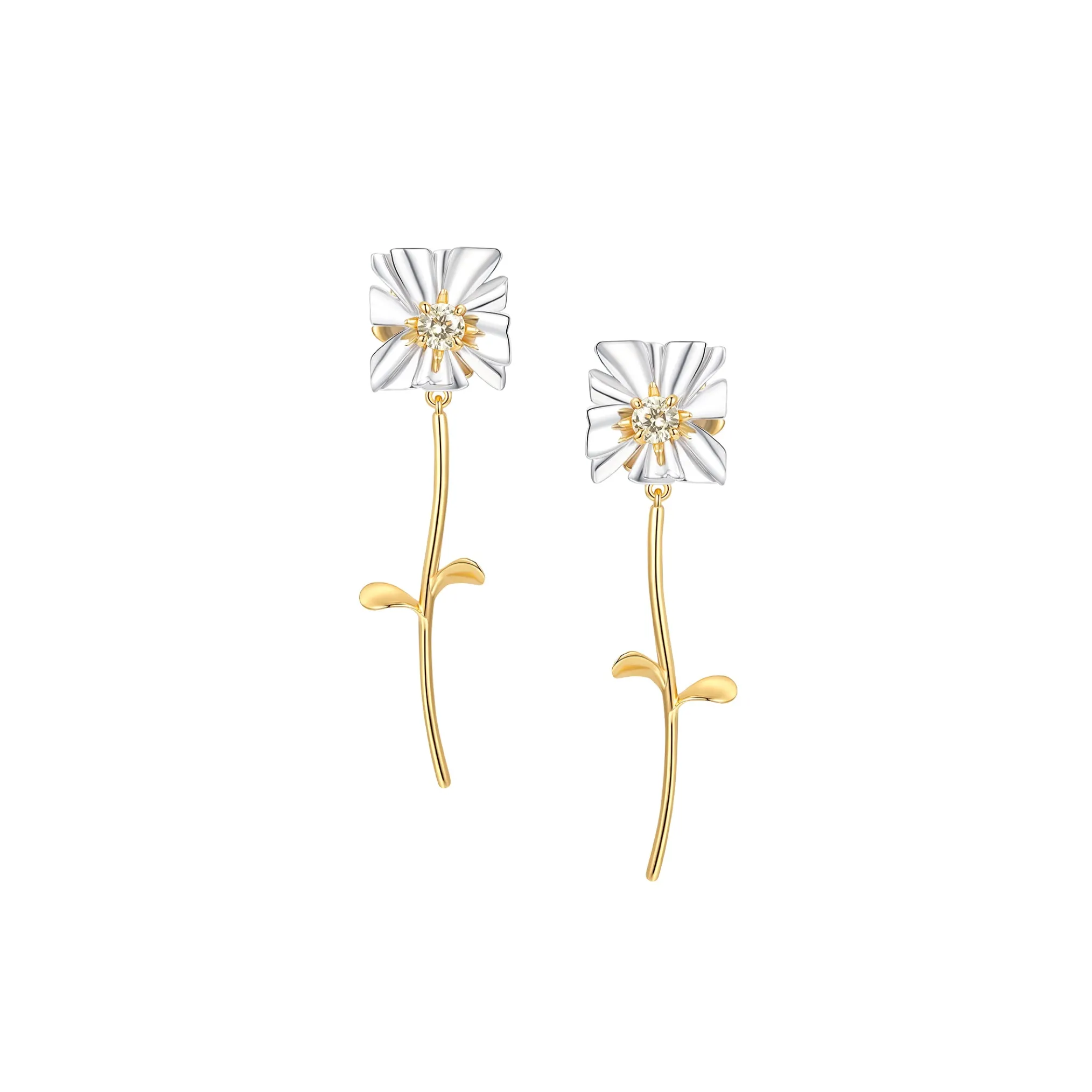 Ripple / Square Flower Branch Earring
