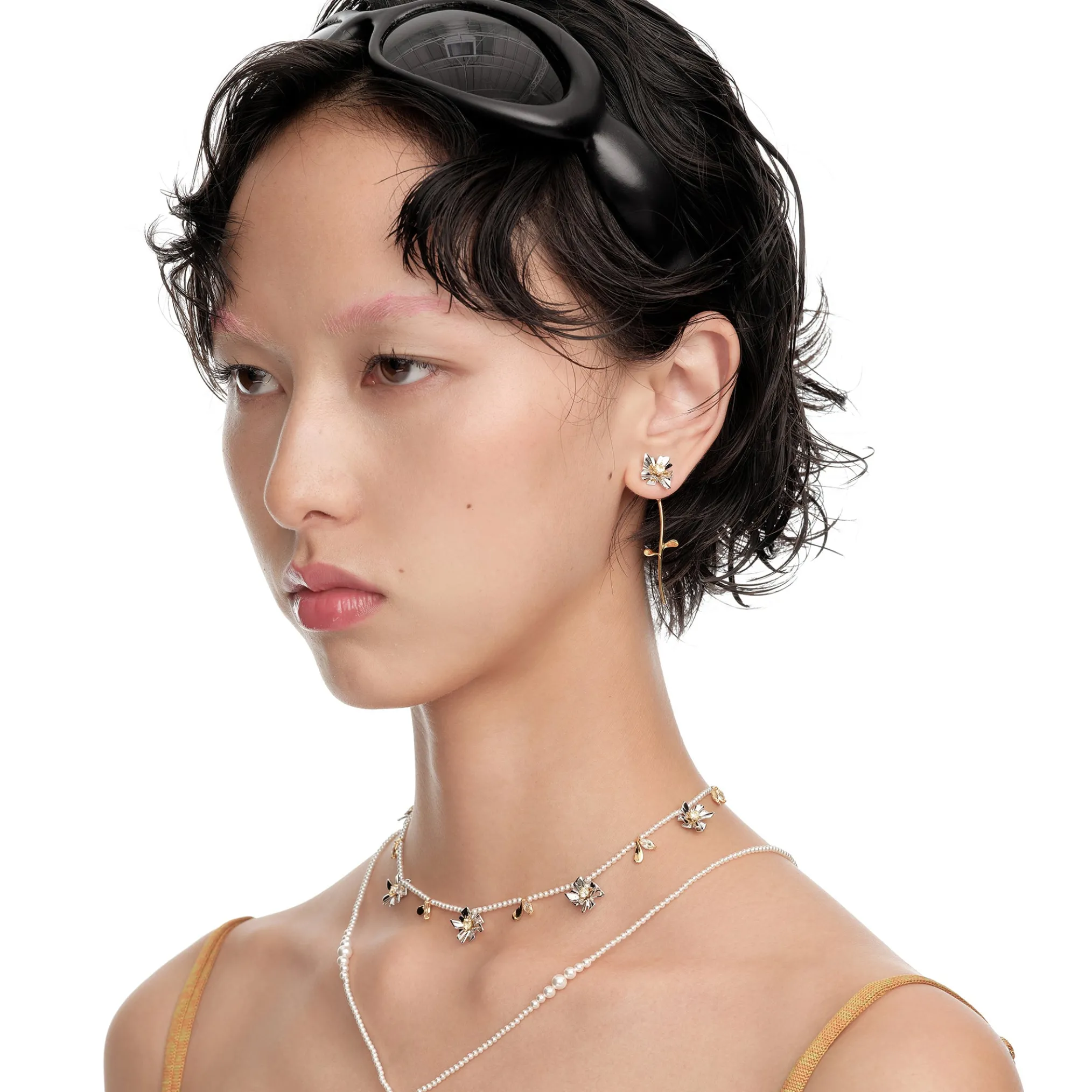 Ripple / Square Flower Branch Earring