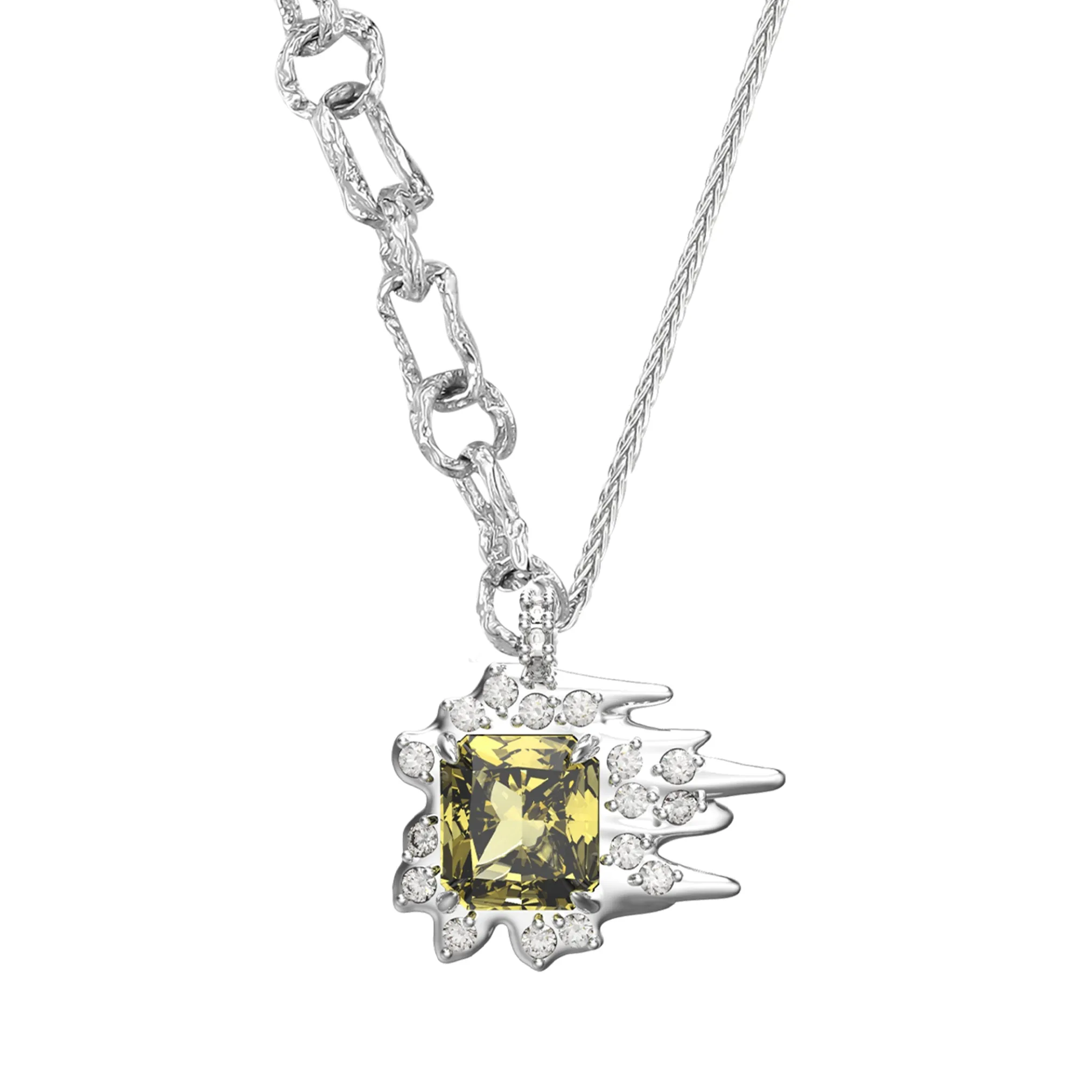 Ripple / Square Zircon stitching necklace