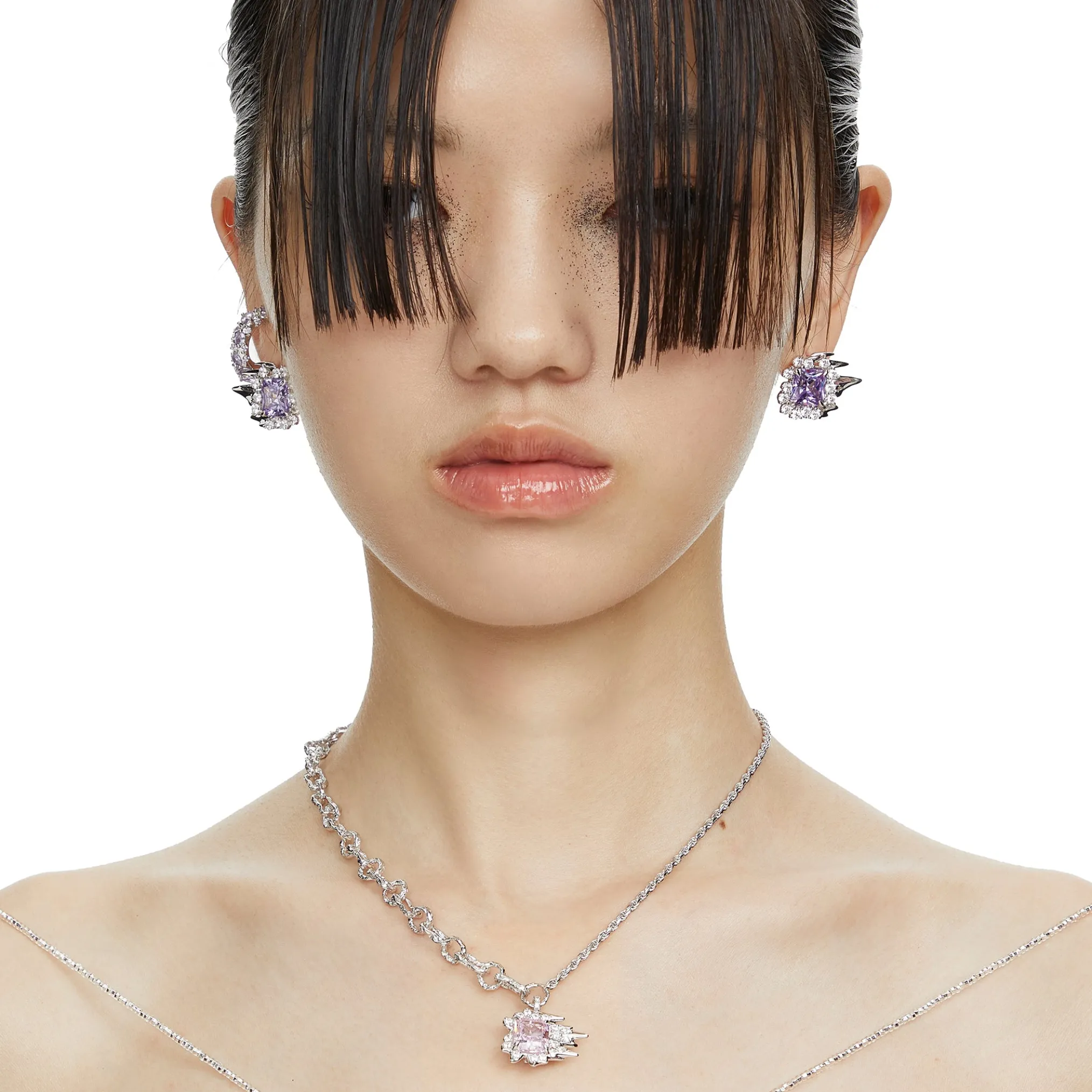 Ripple / Square Zircon stitching necklace