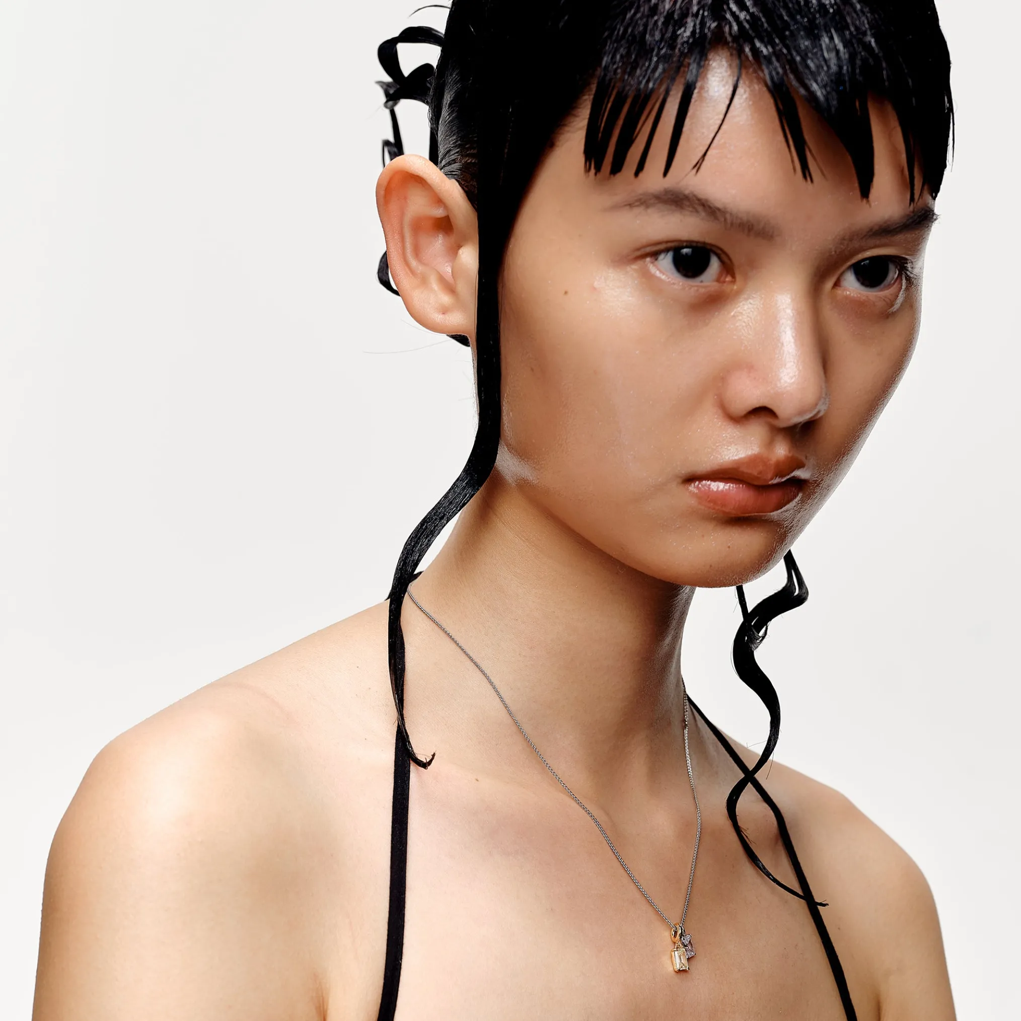 Ripple / Twain square zircons Necklace (small)