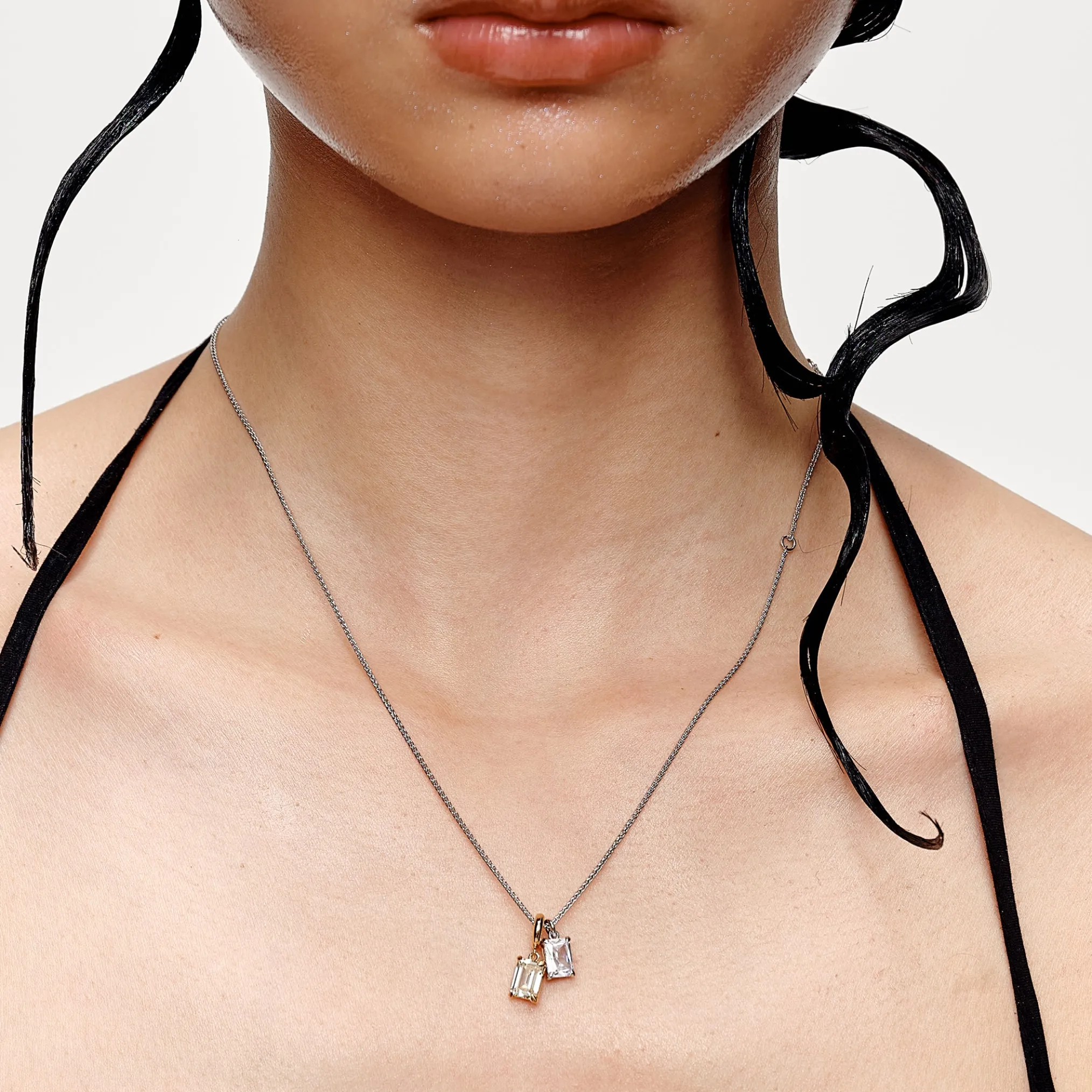 Ripple / Twain square zircons Necklace (small)