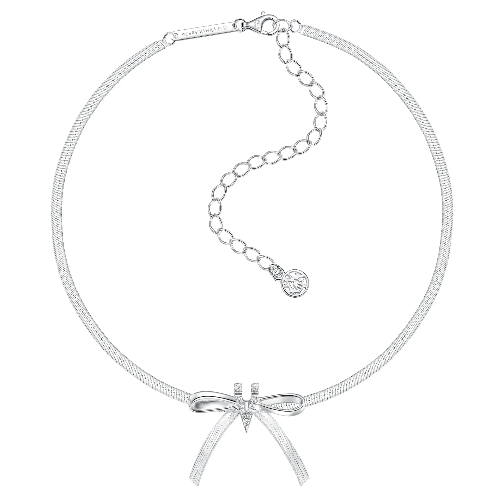 Ripple / V Bowknot Ribbon Soft Necklace