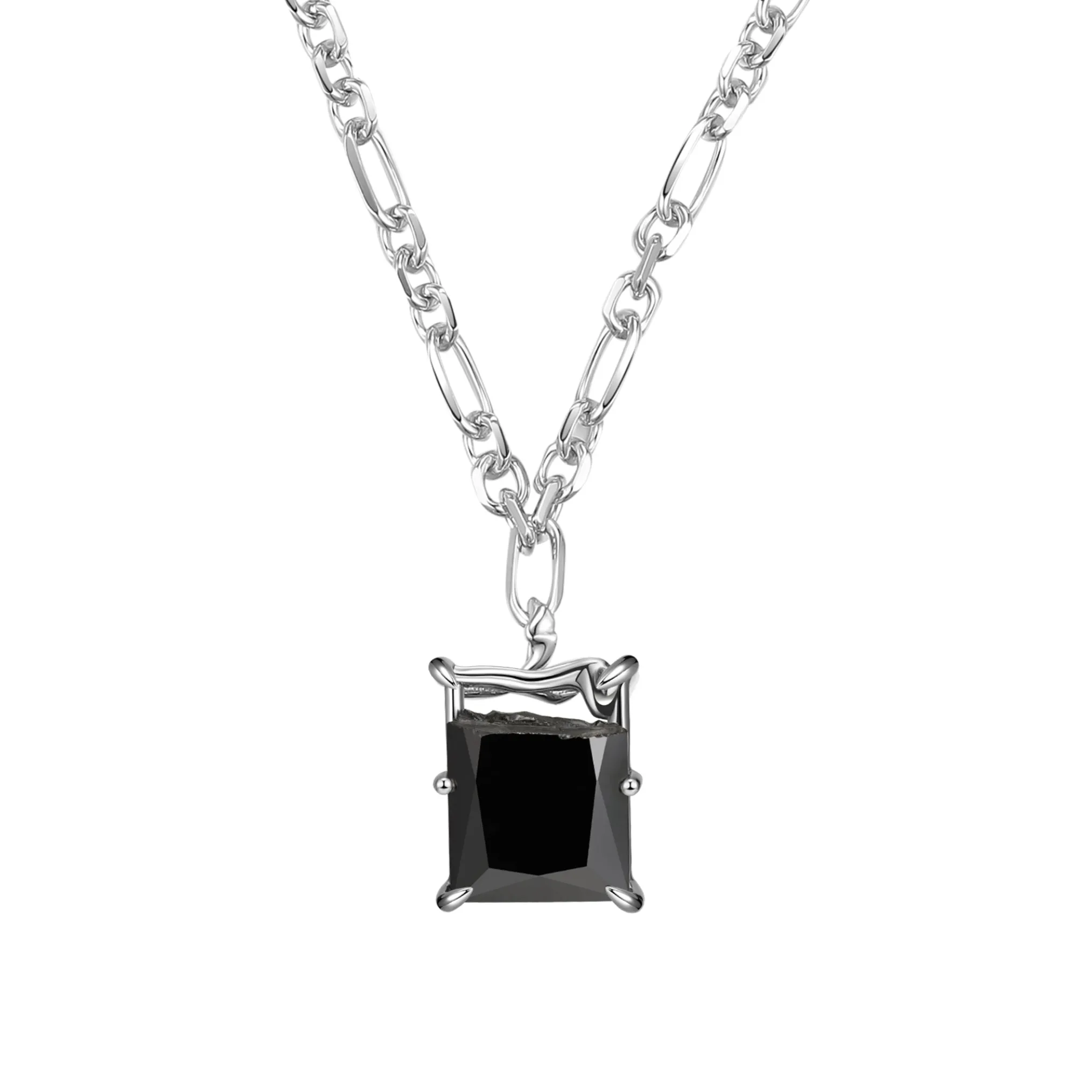 Ripple／Broken square zircon pendant