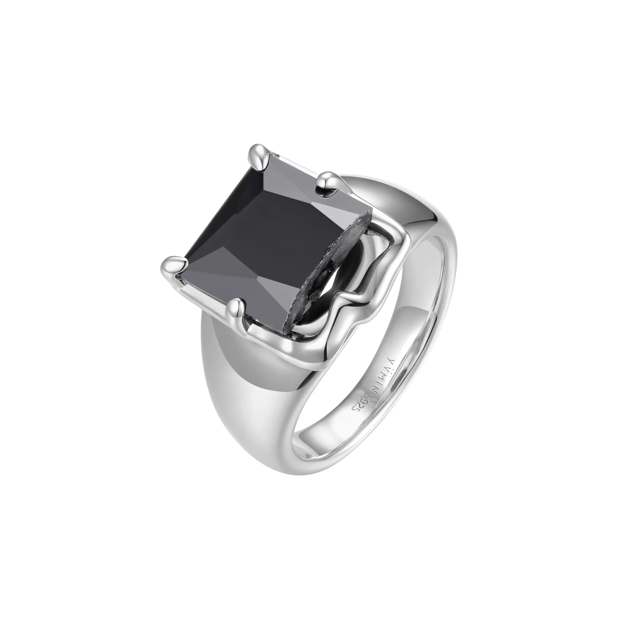Ripple／Broken square zircon ring