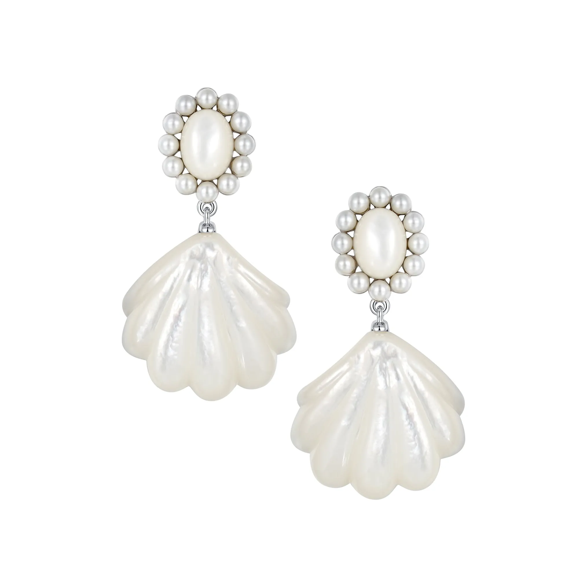 Shell / Carved Shell Pearl Earrings