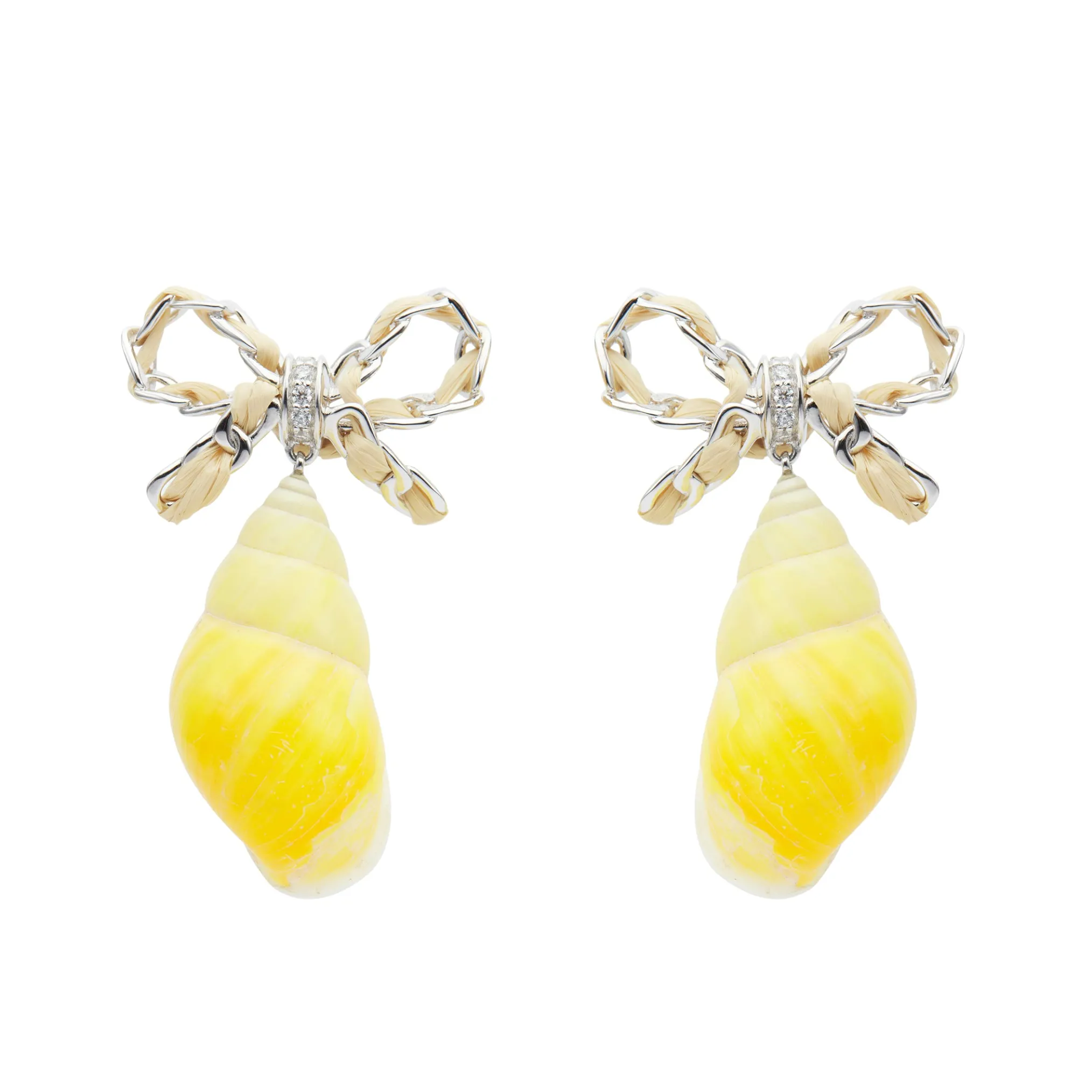 Shell / Raffia Bowknot Conch Earring