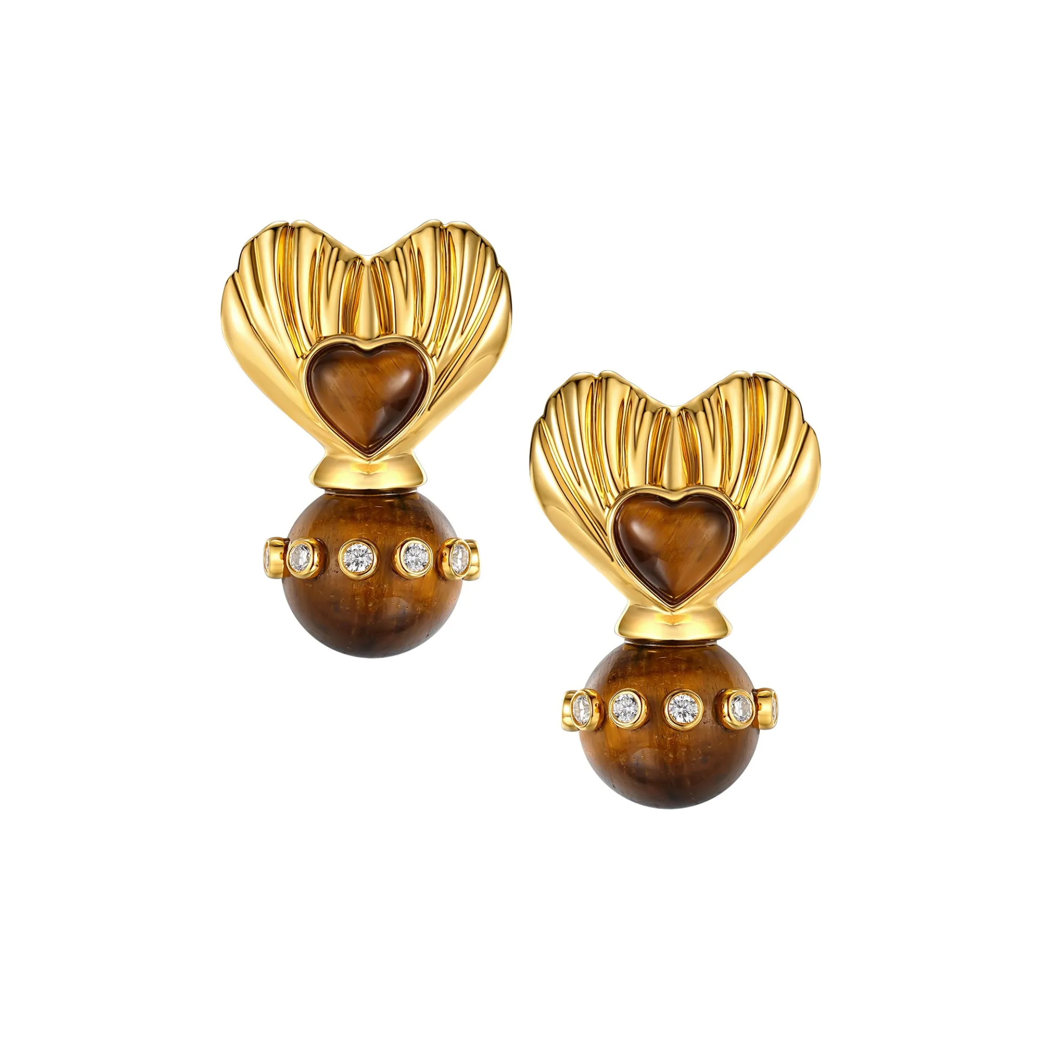 Tasty / Ball Pendant Heart Shell Earring