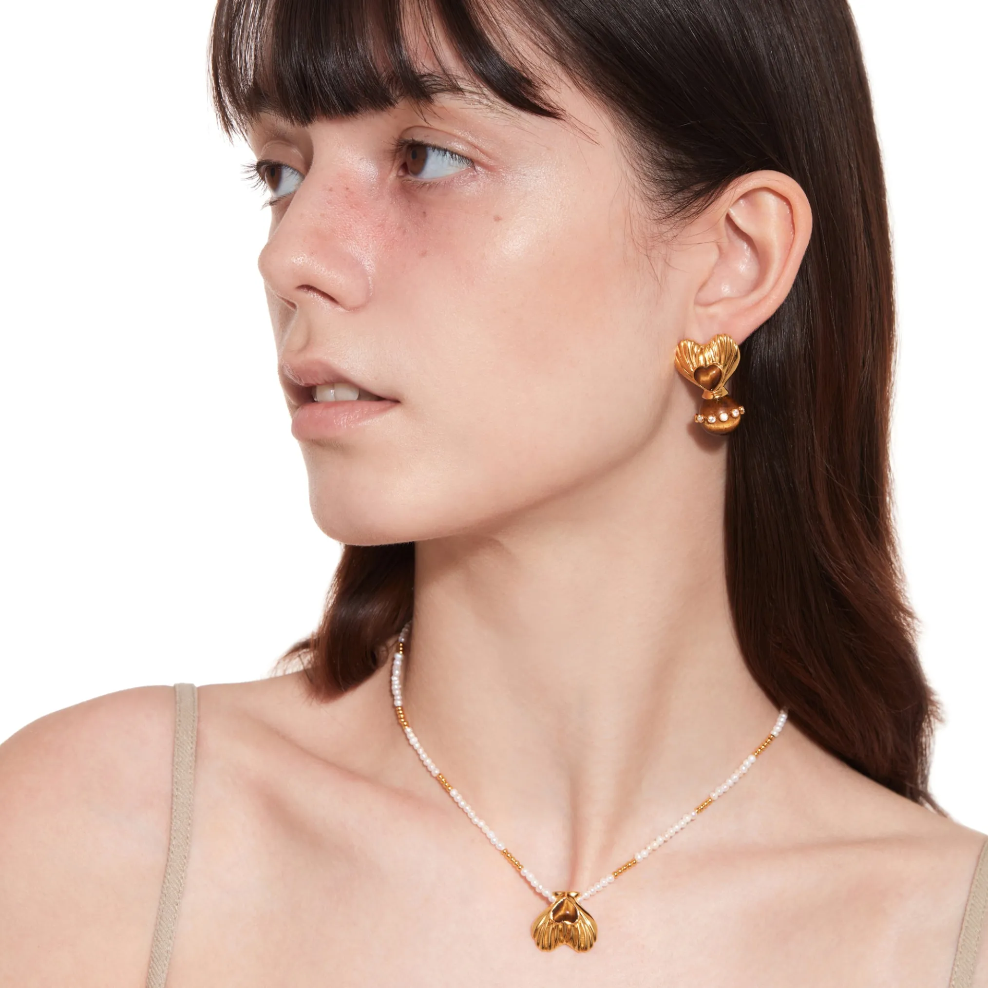 Tasty / Ball Pendant Heart Shell Earring