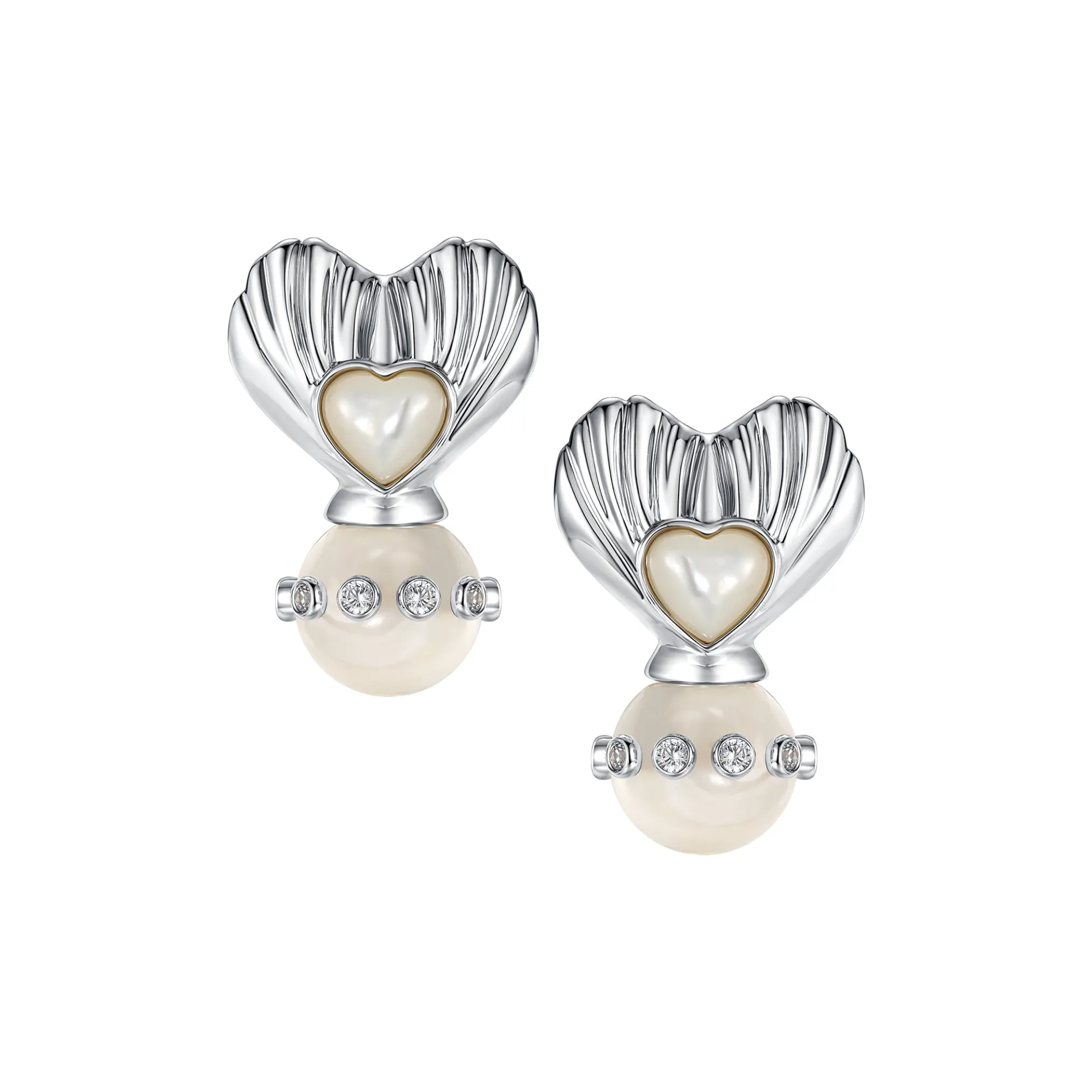 Tasty / Ball Pendant Heart Shell Earring