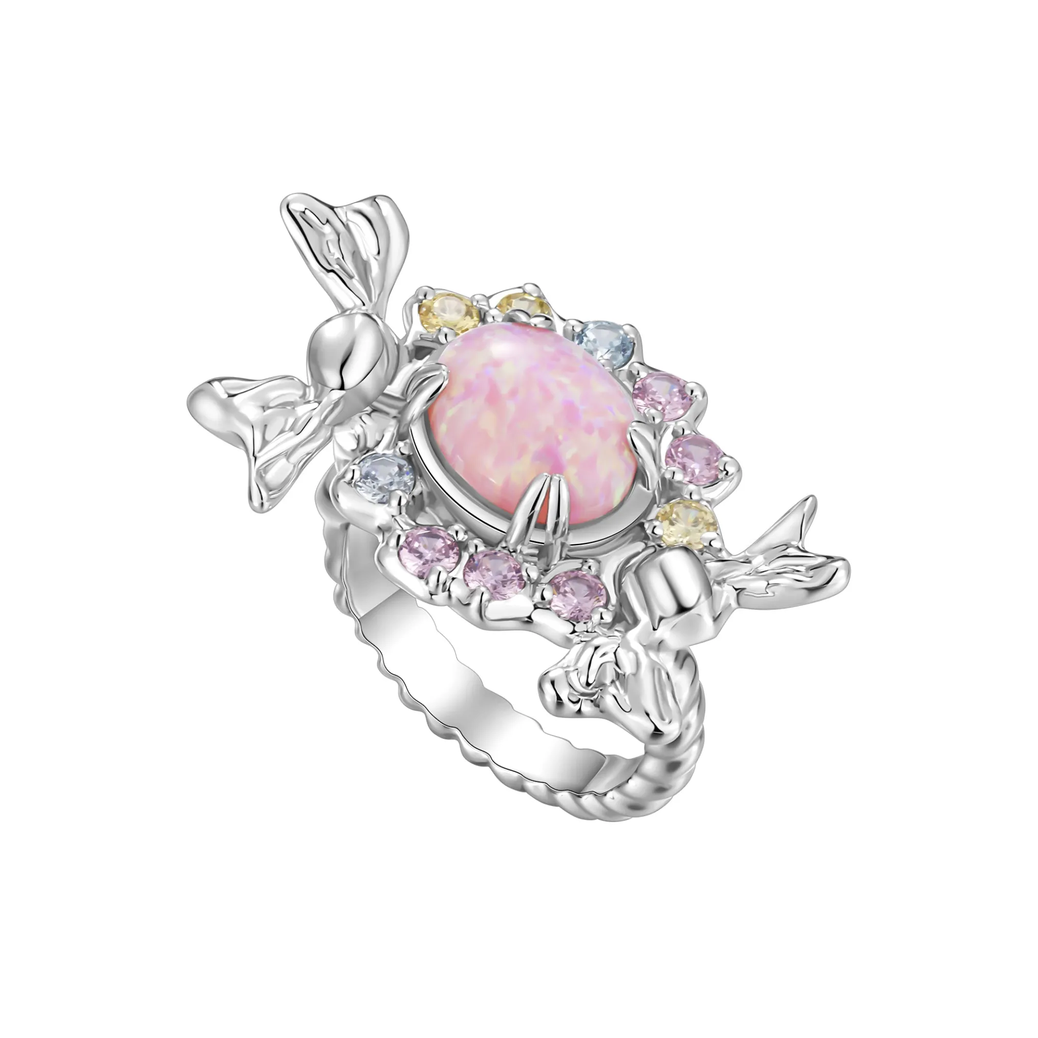 Tasty / Candy Opal Floral Hoop Ring