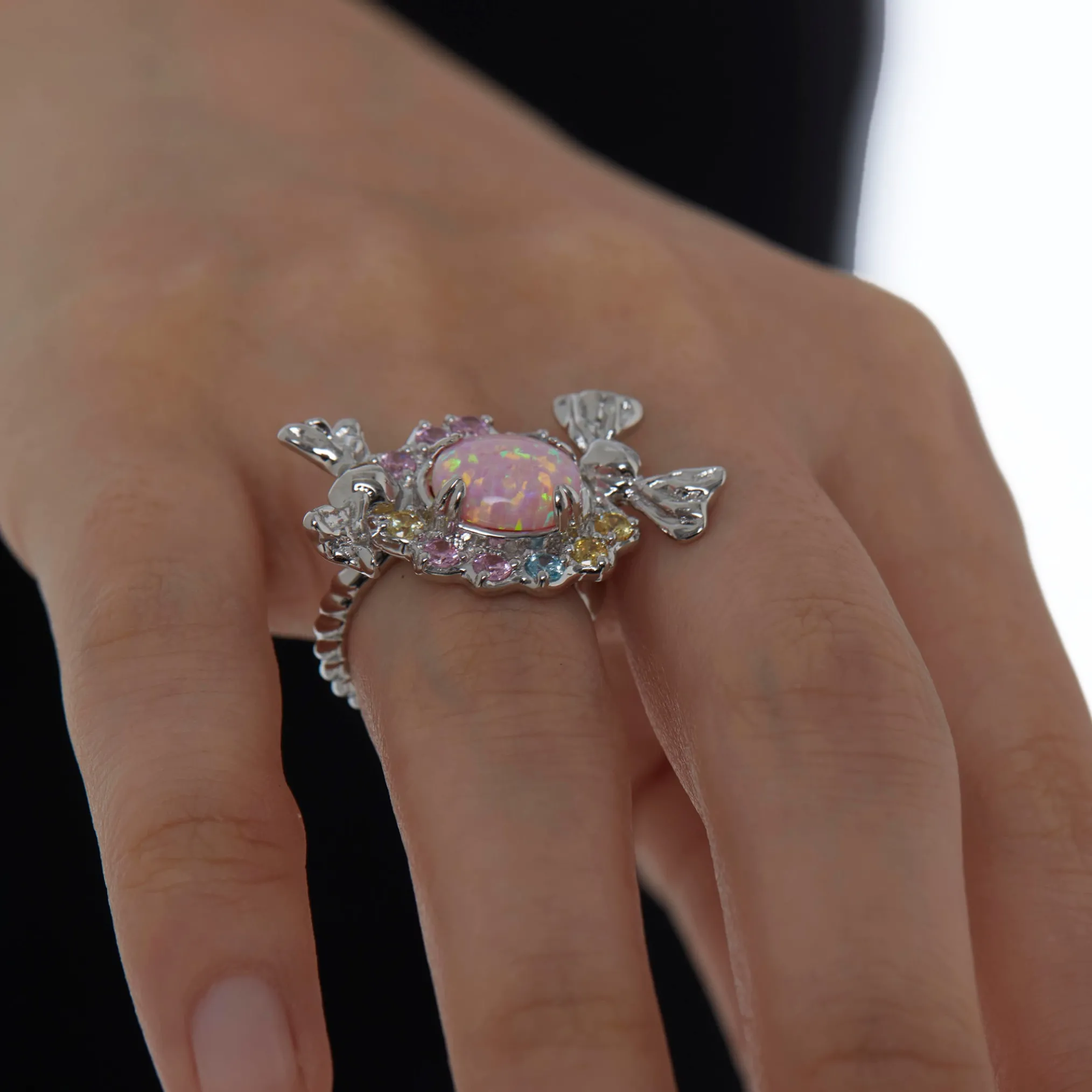 Tasty / Candy Opal Floral Hoop Ring