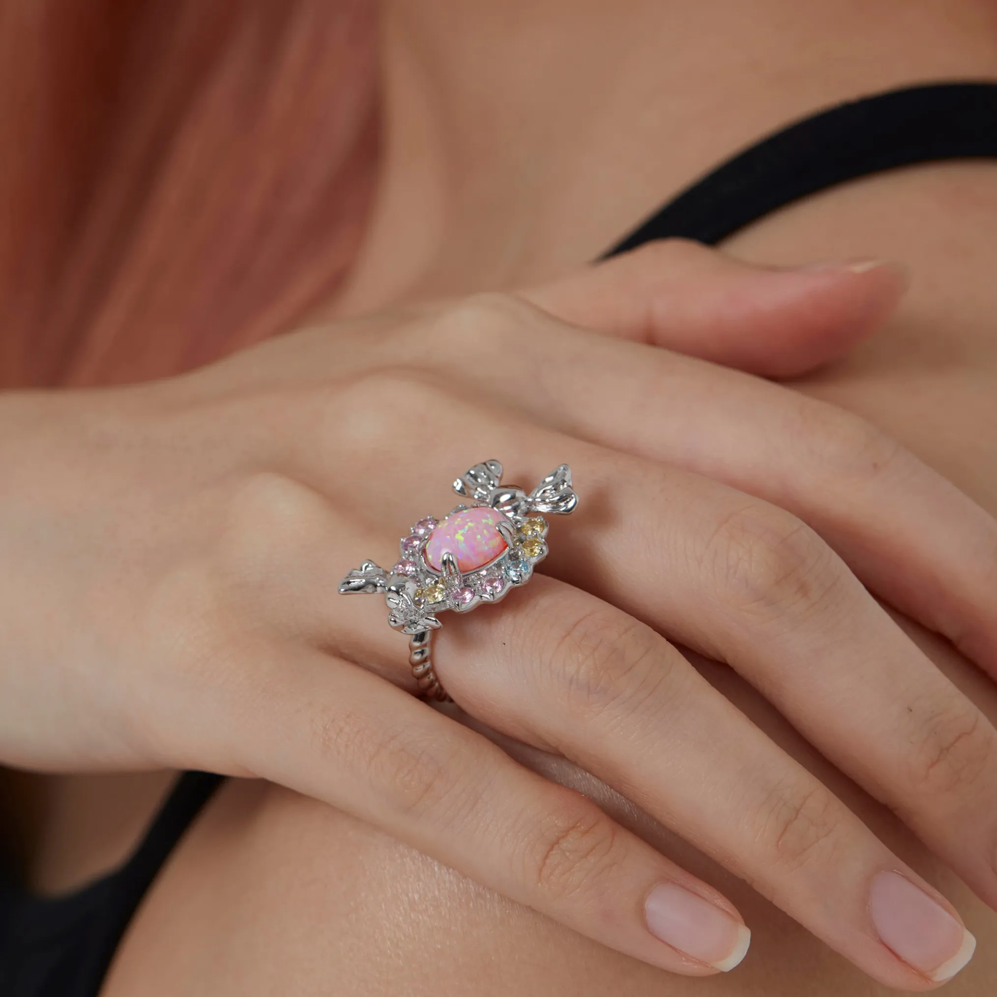 Tasty / Candy Opal Floral Hoop Ring