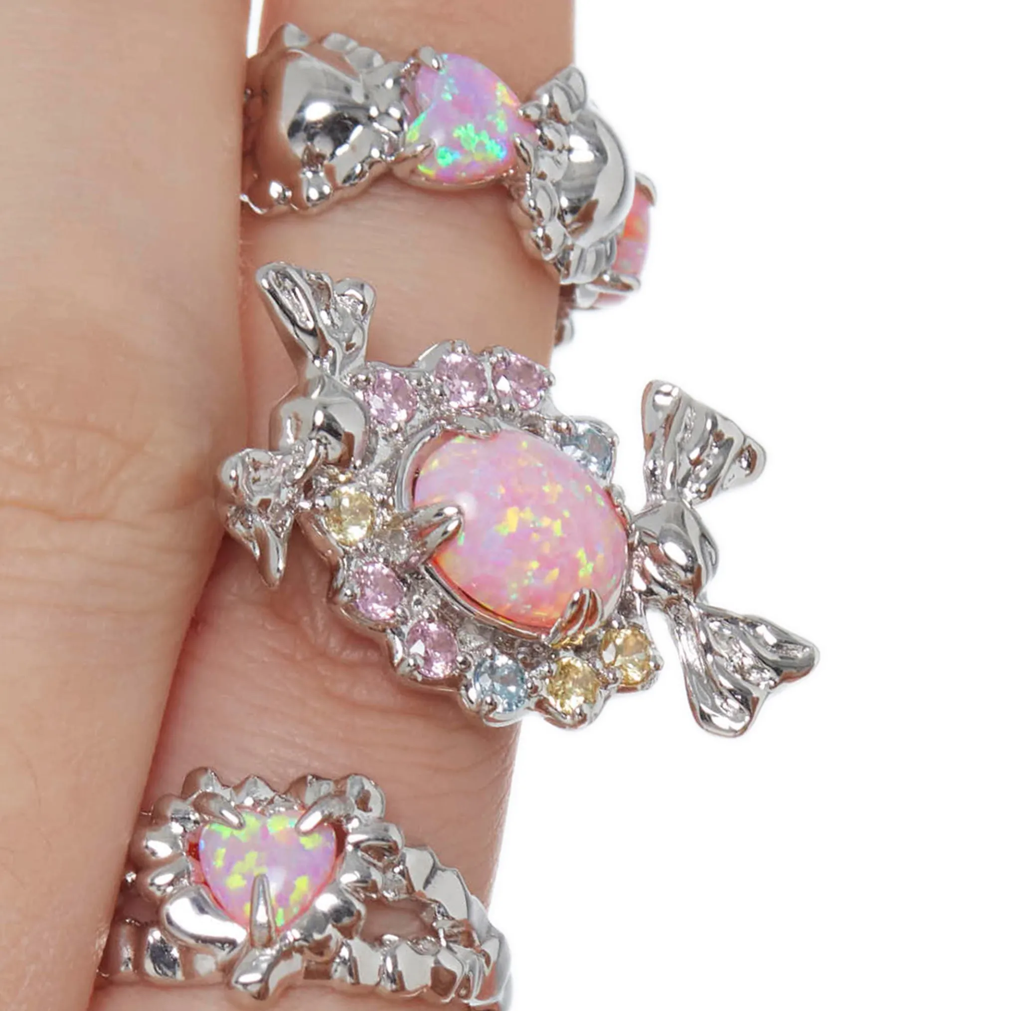 Tasty / Candy Opal Floral Hoop Ring