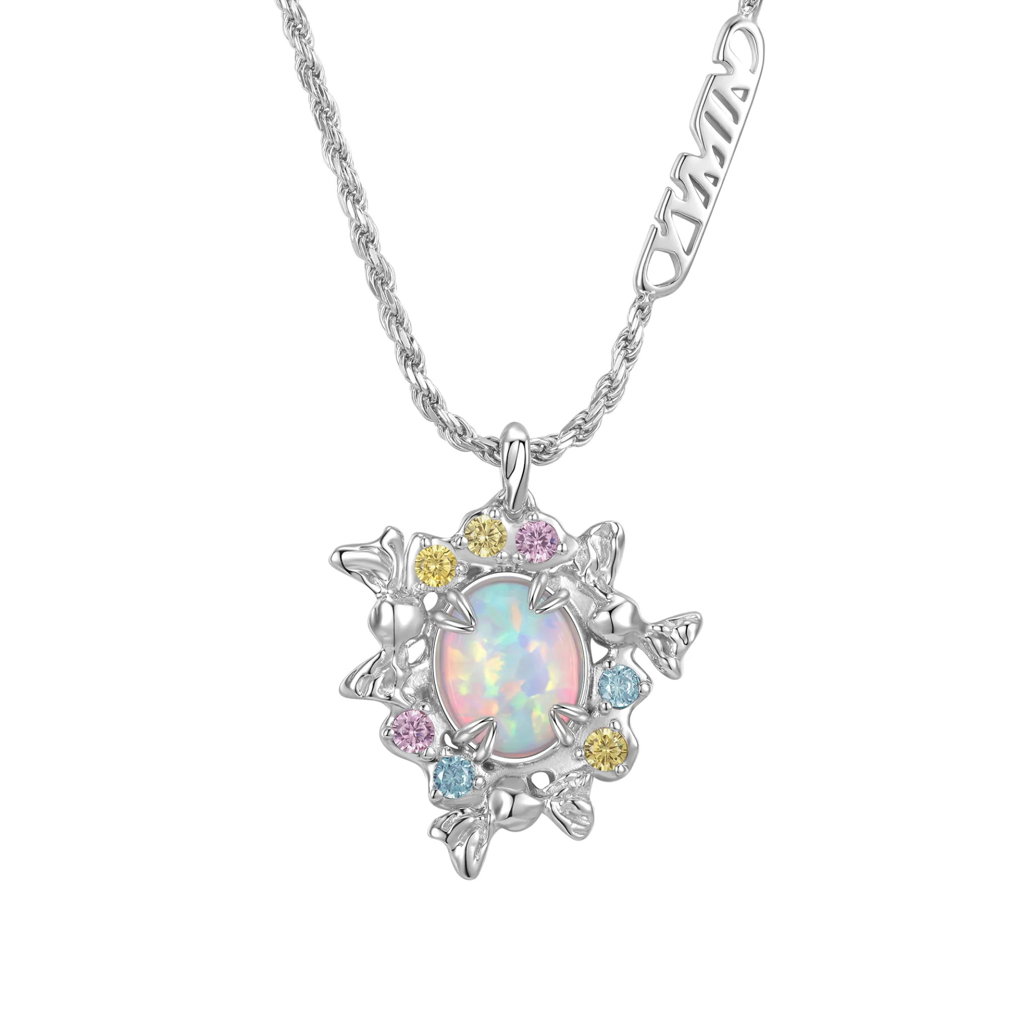 Tasty / Candy Opal Floral Hoop Necklace