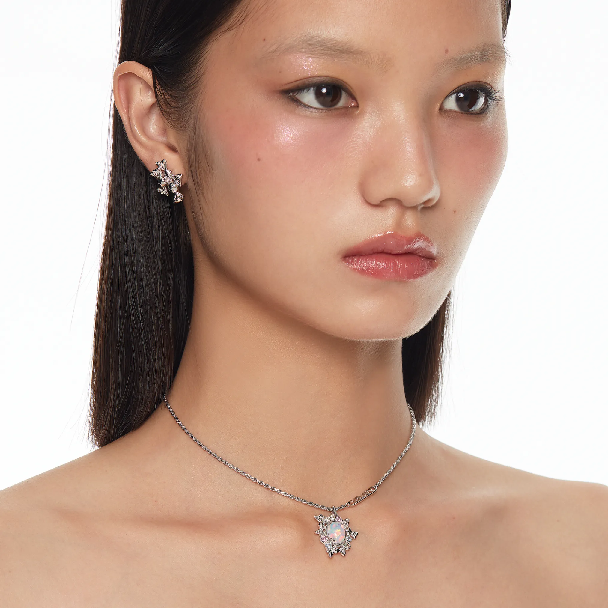 Tasty / Candy Opal Floral Hoop Necklace