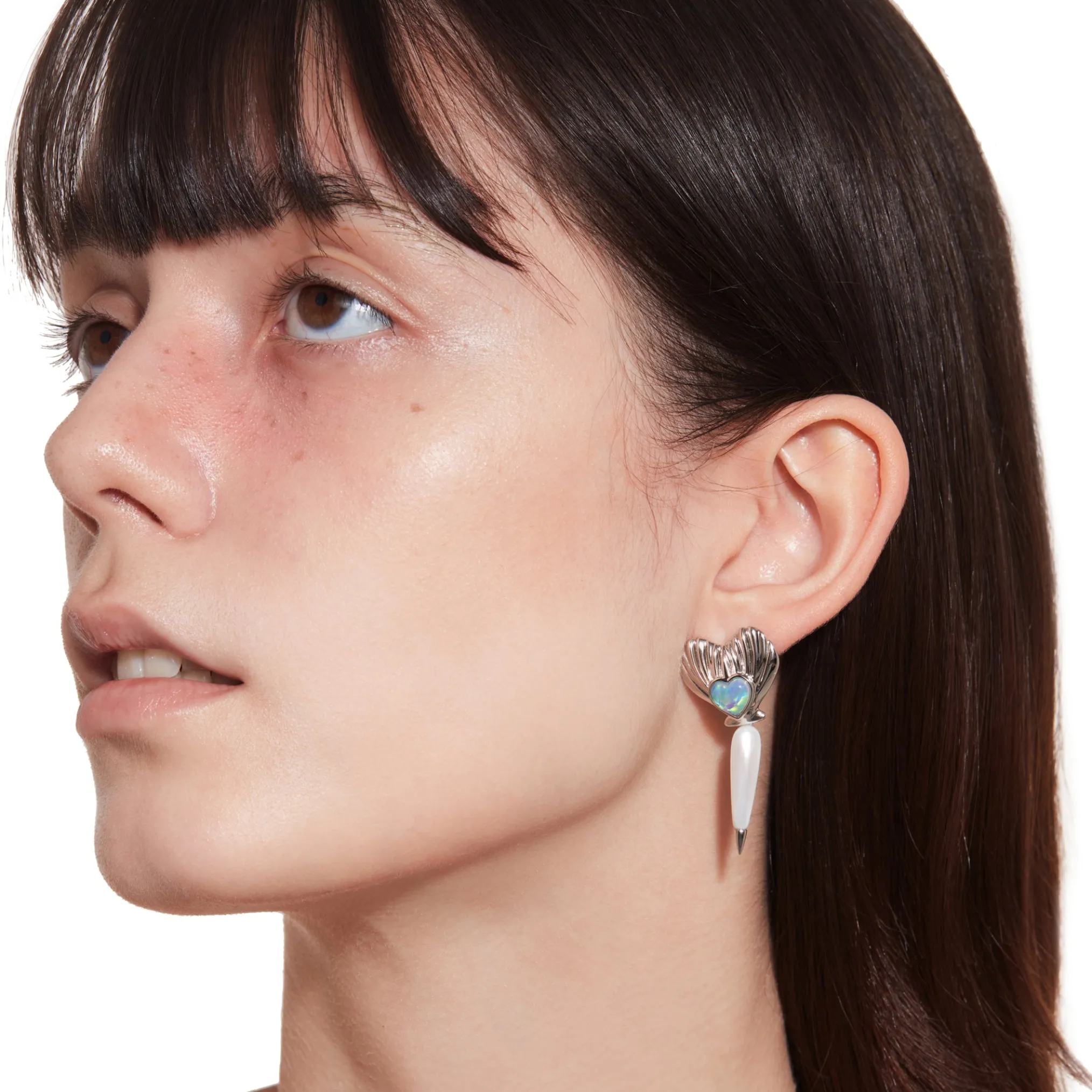 Tasty / Drop Pearl Heart Shell Earring