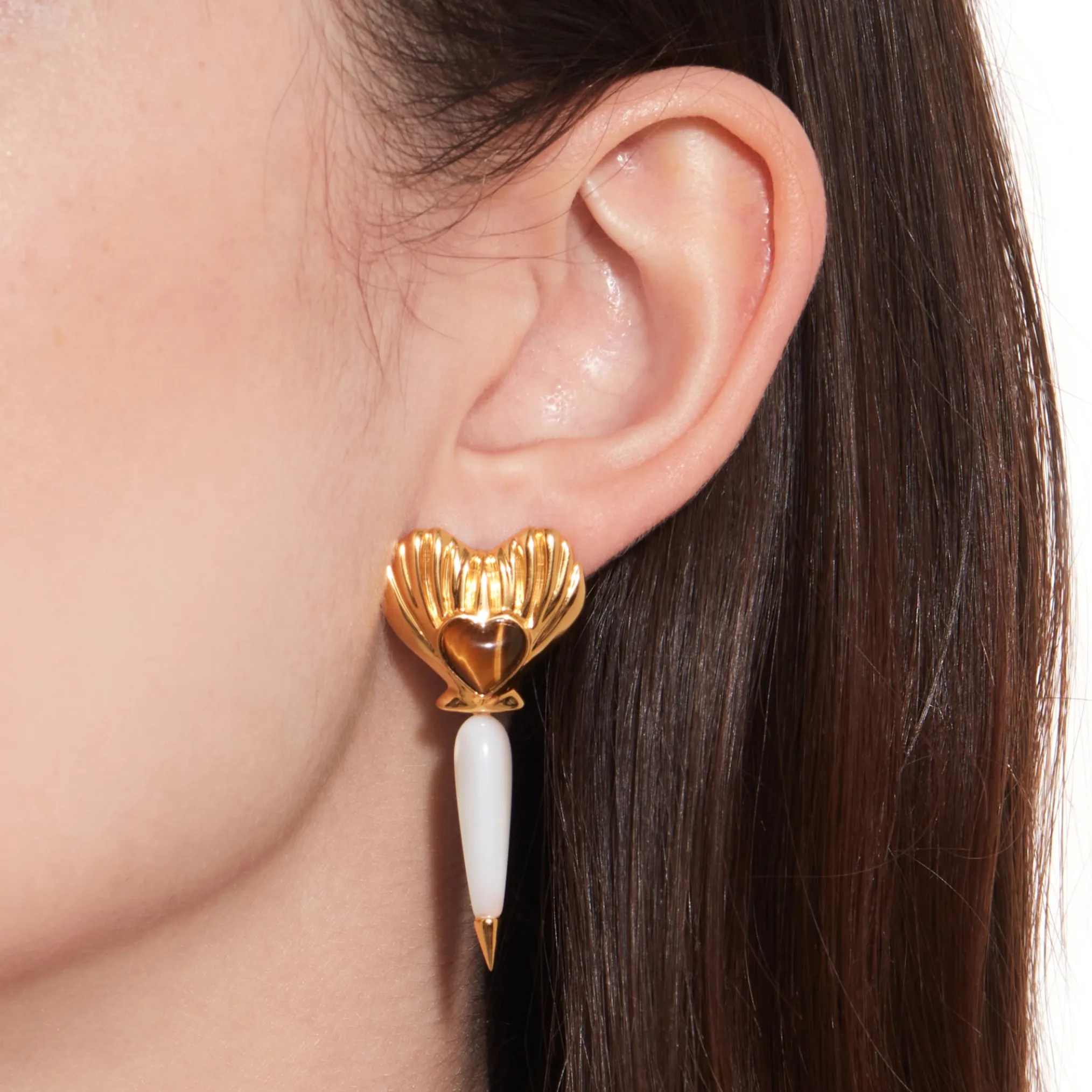 Tasty / Drop Pearl Heart Shell Earring