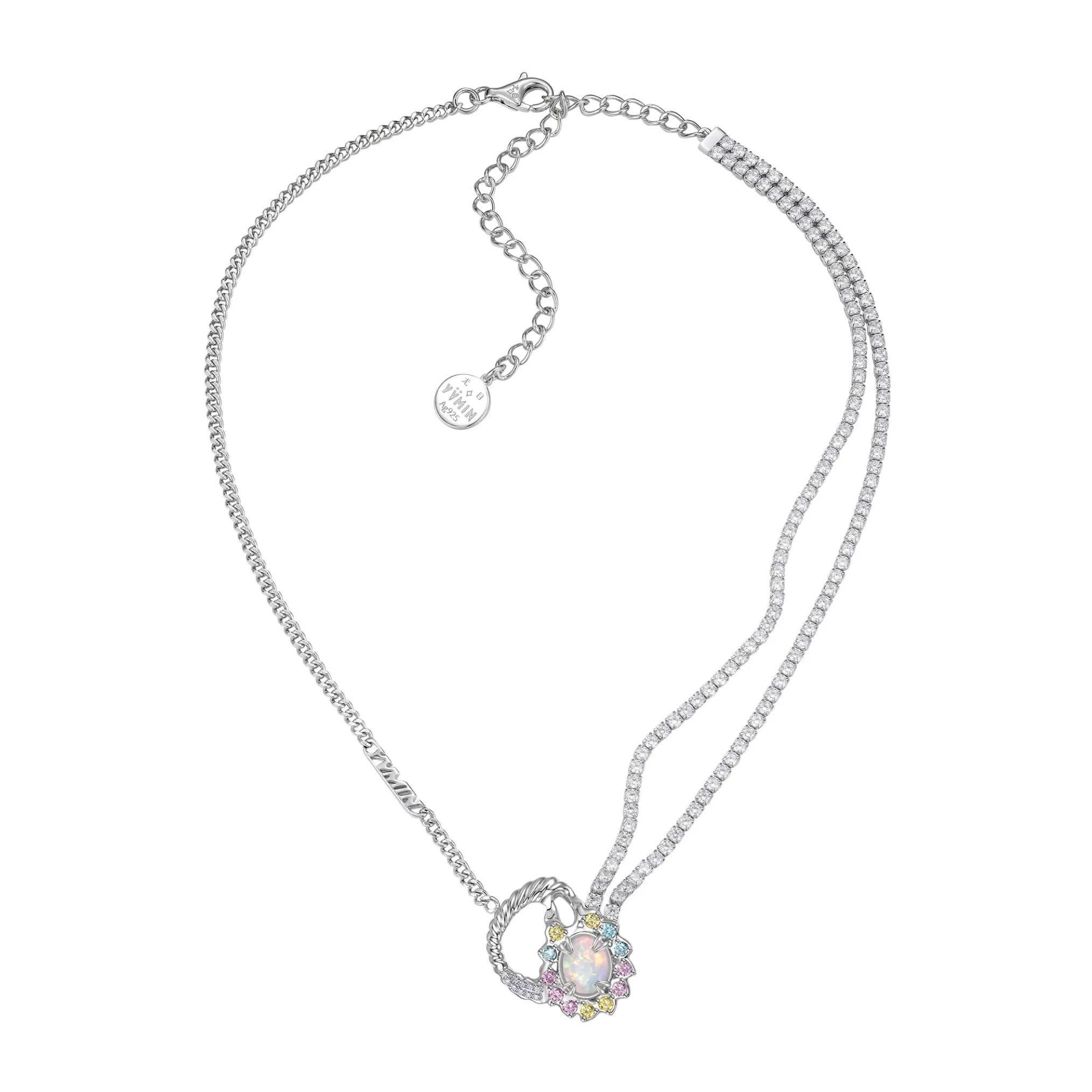 Tasty / Flat Candy Opal Floral Hoop Layers Necklace