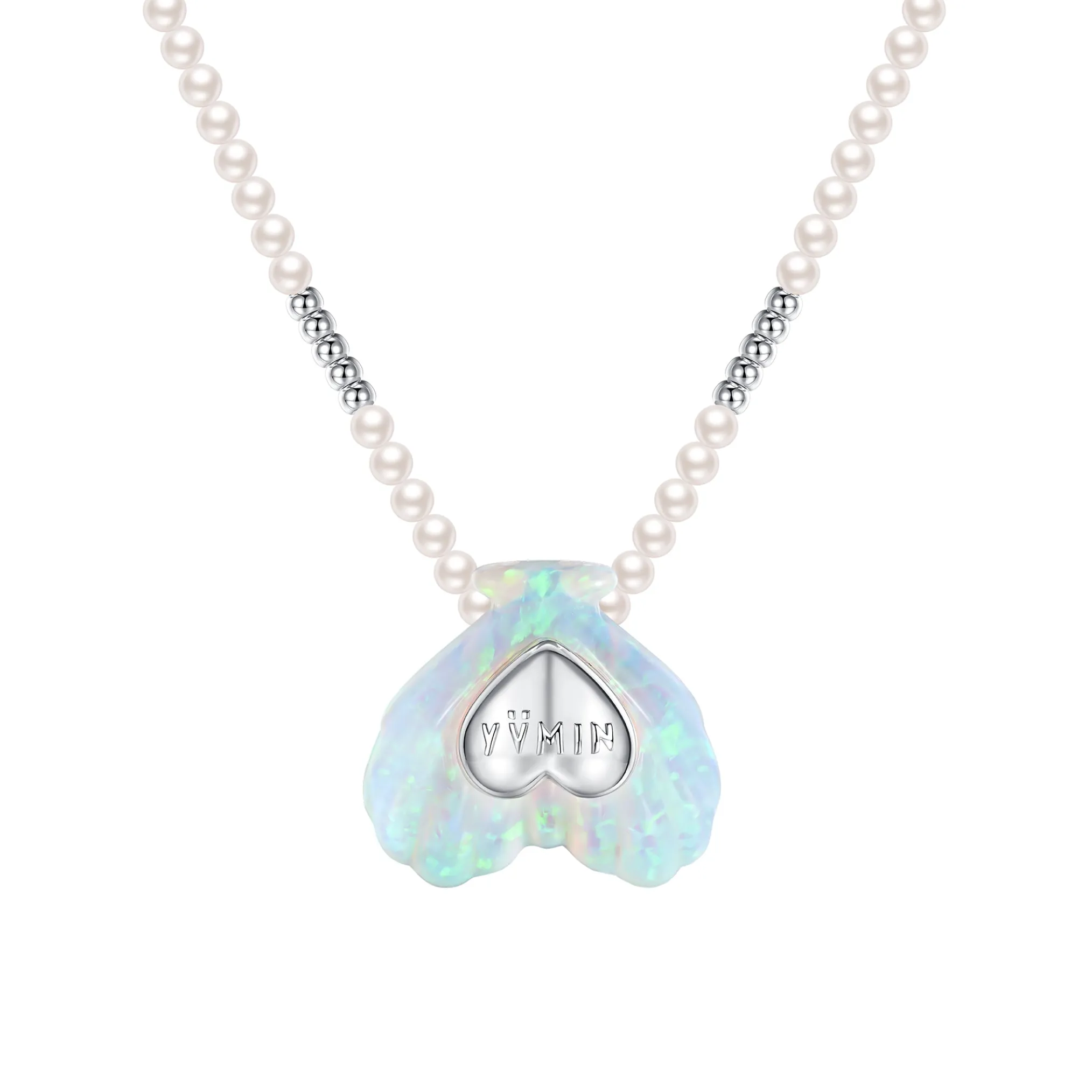 Tasty / Heart Shape Shell Pendant Pearl Necklace