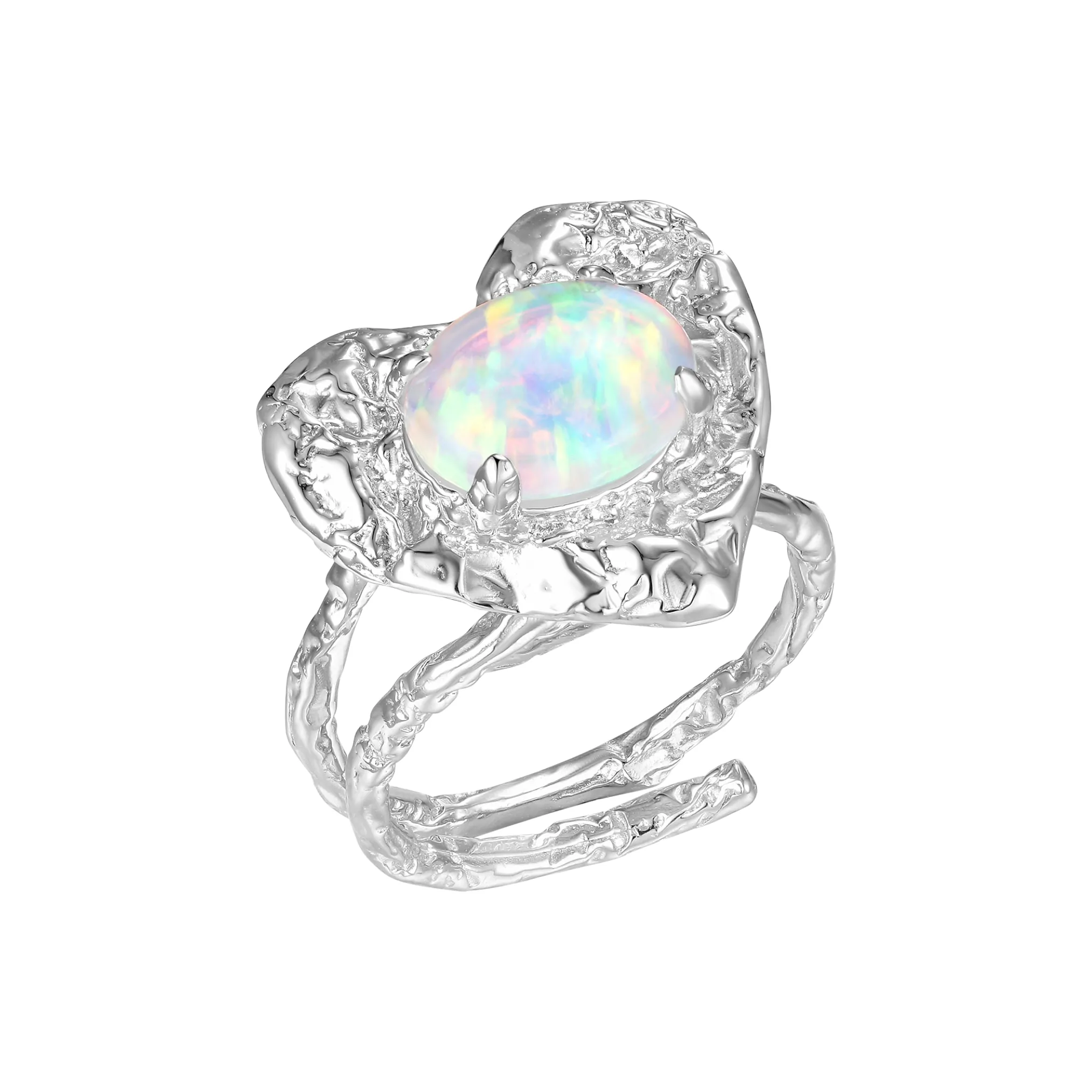 Tasty / Opal Heart Tin Foil Ring