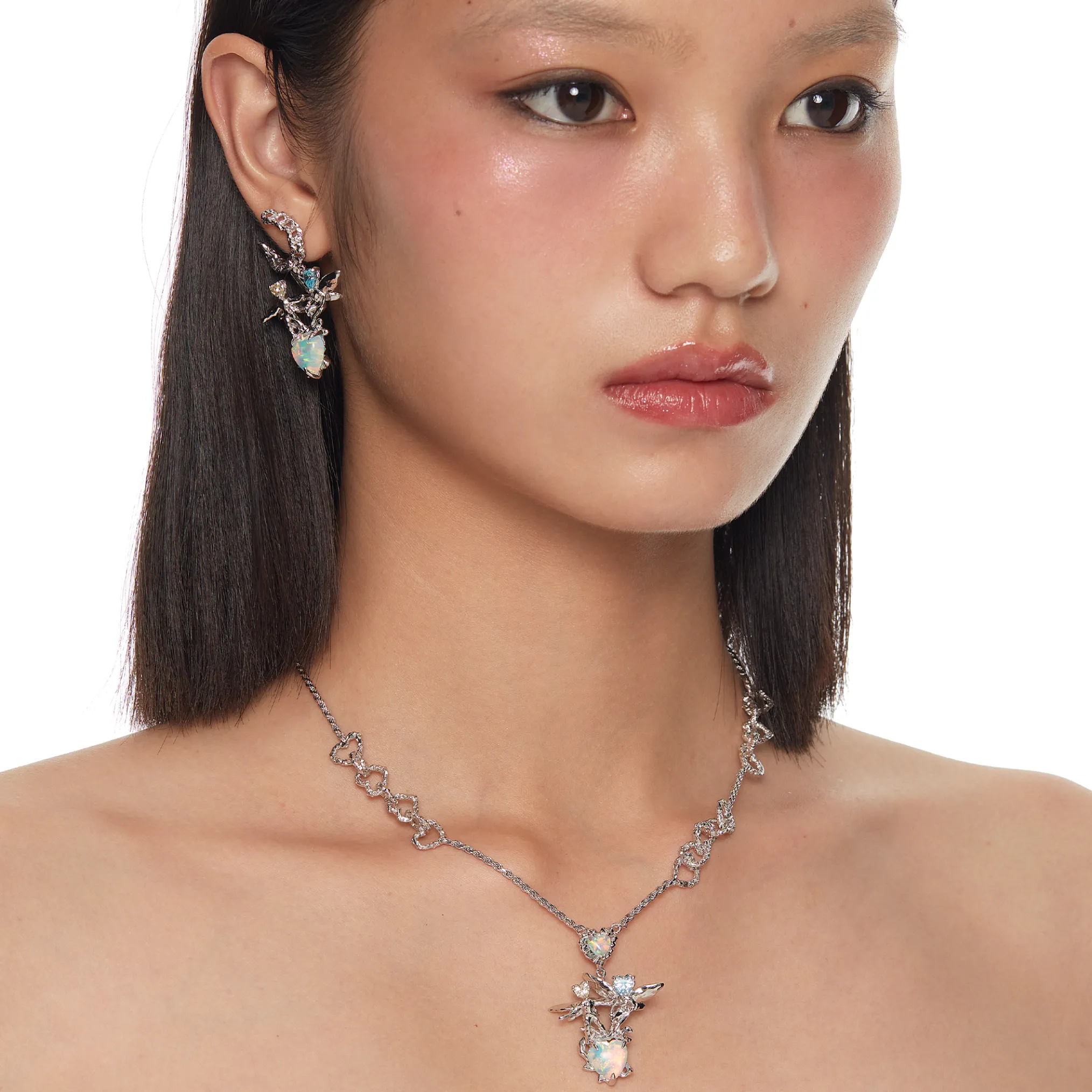 Tasty / Opal Melting Heart Fairy Necklace