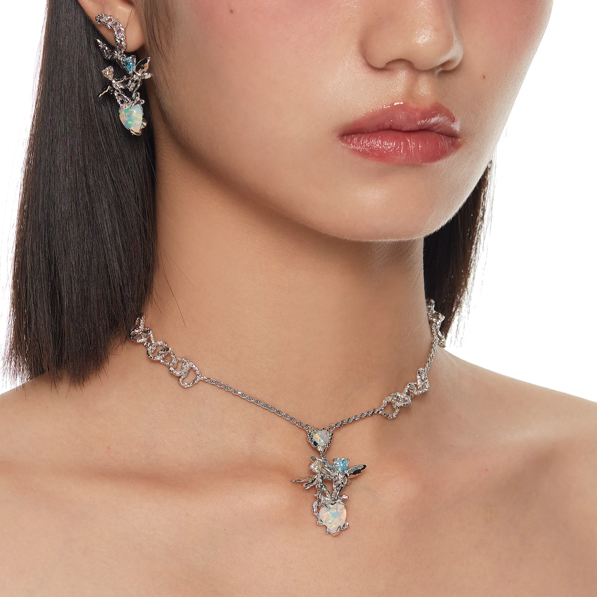 Tasty / Opal Melting Heart Fairy Necklace