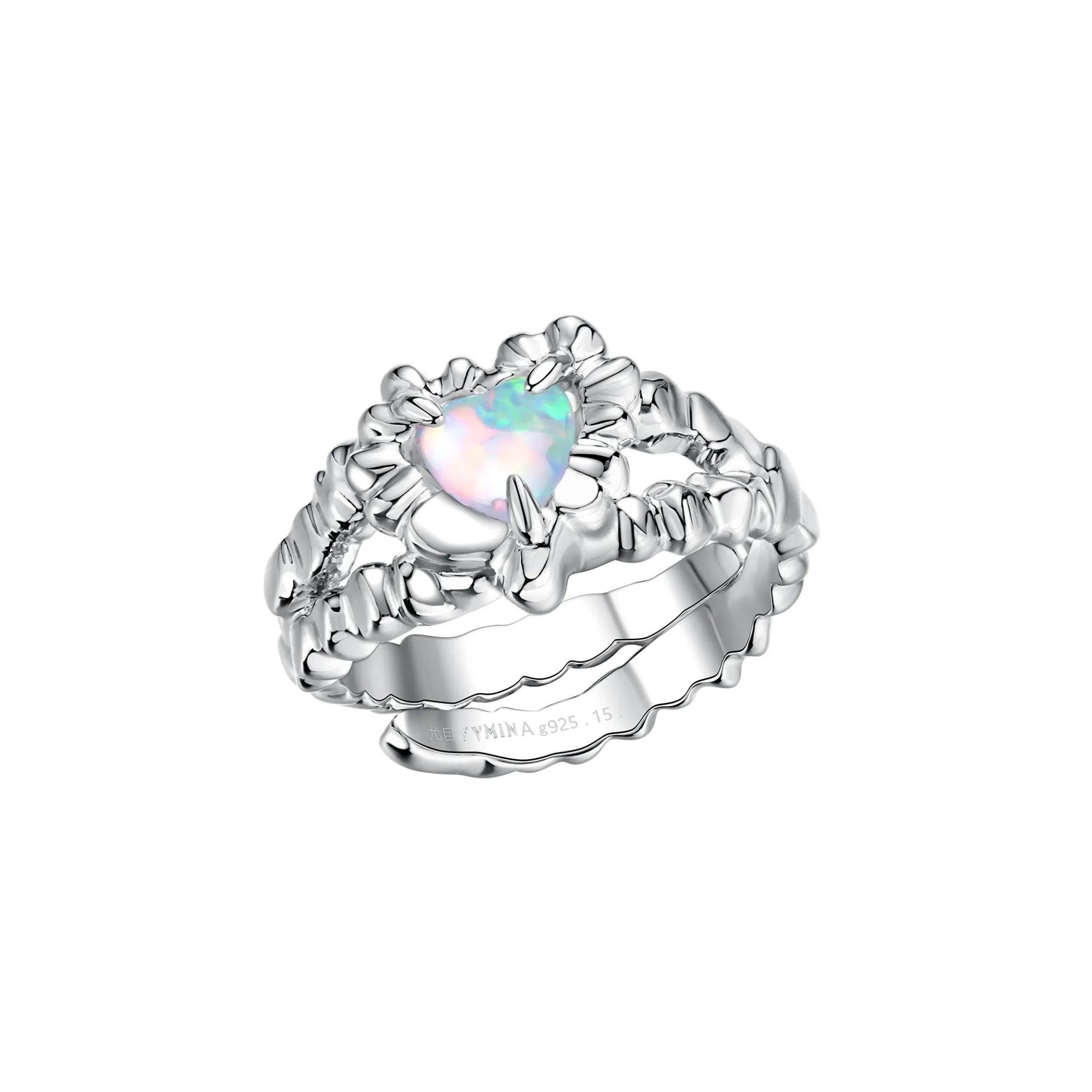 Tasty / Opal Tinfoil Heart Ring