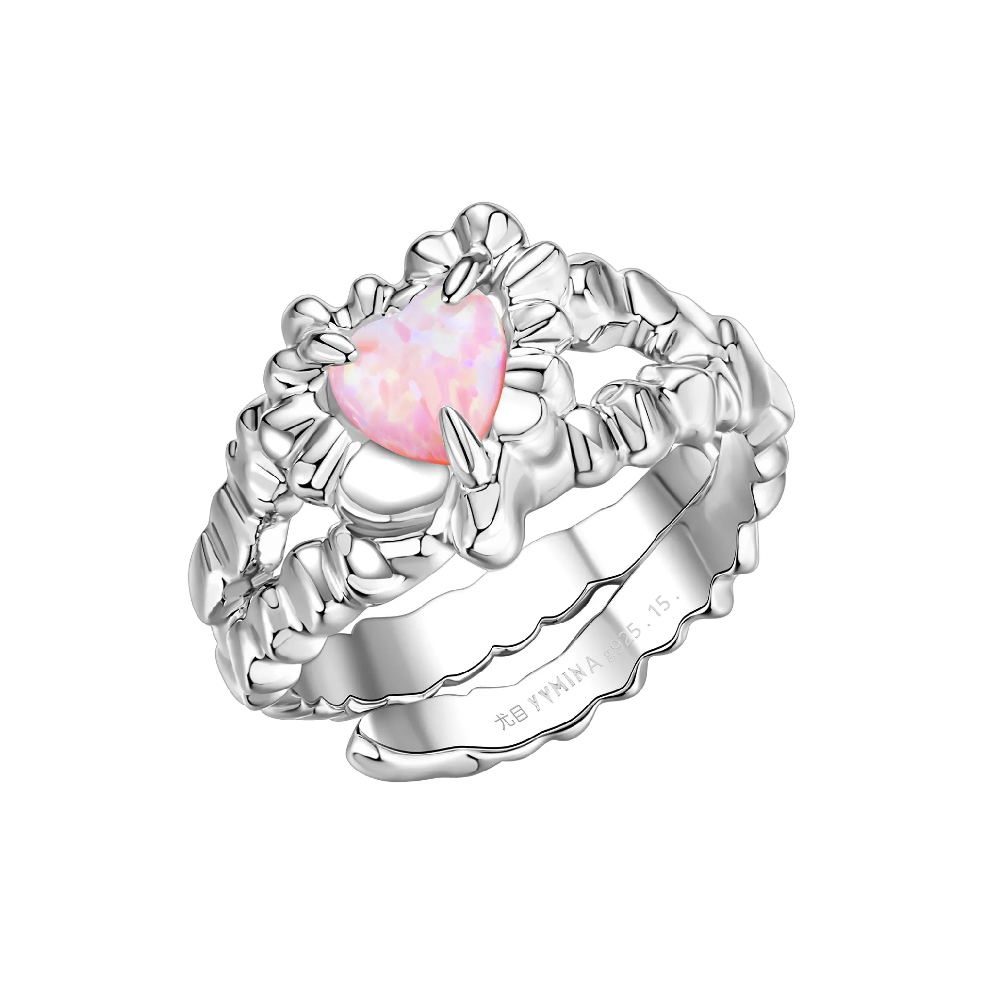 Tasty / Opal Tinfoil Heart Ring