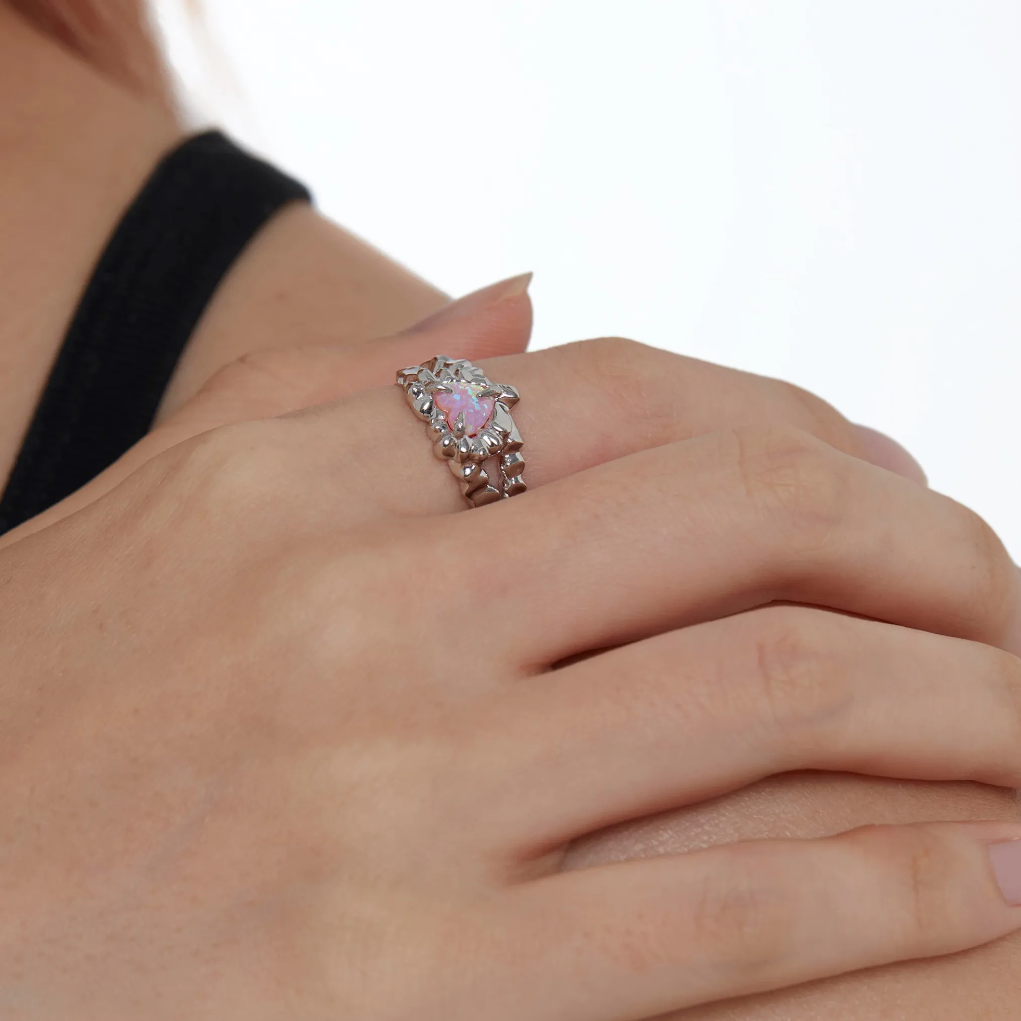 Tasty / Opal Tinfoil Heart Ring