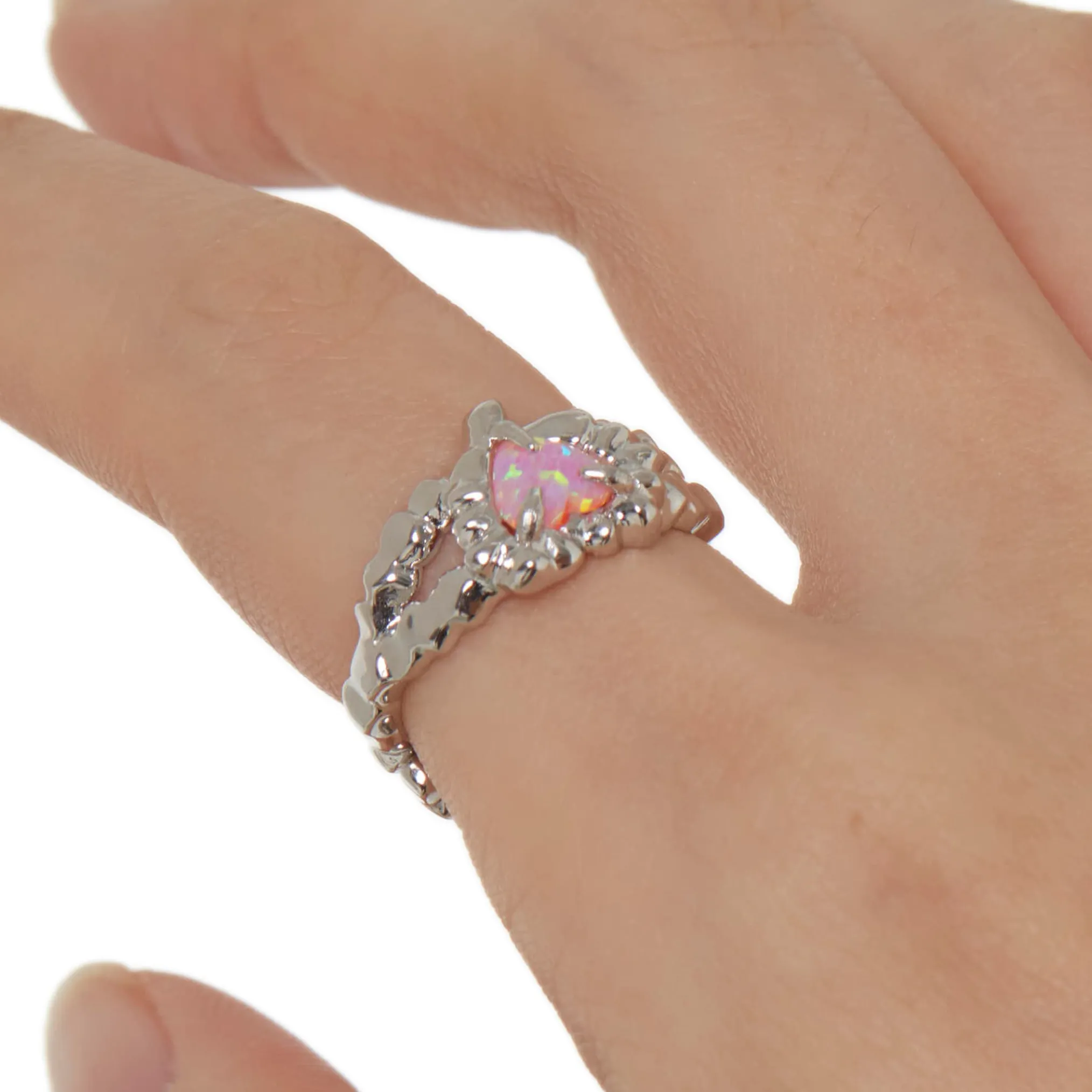 Tasty / Opal Tinfoil Heart Ring
