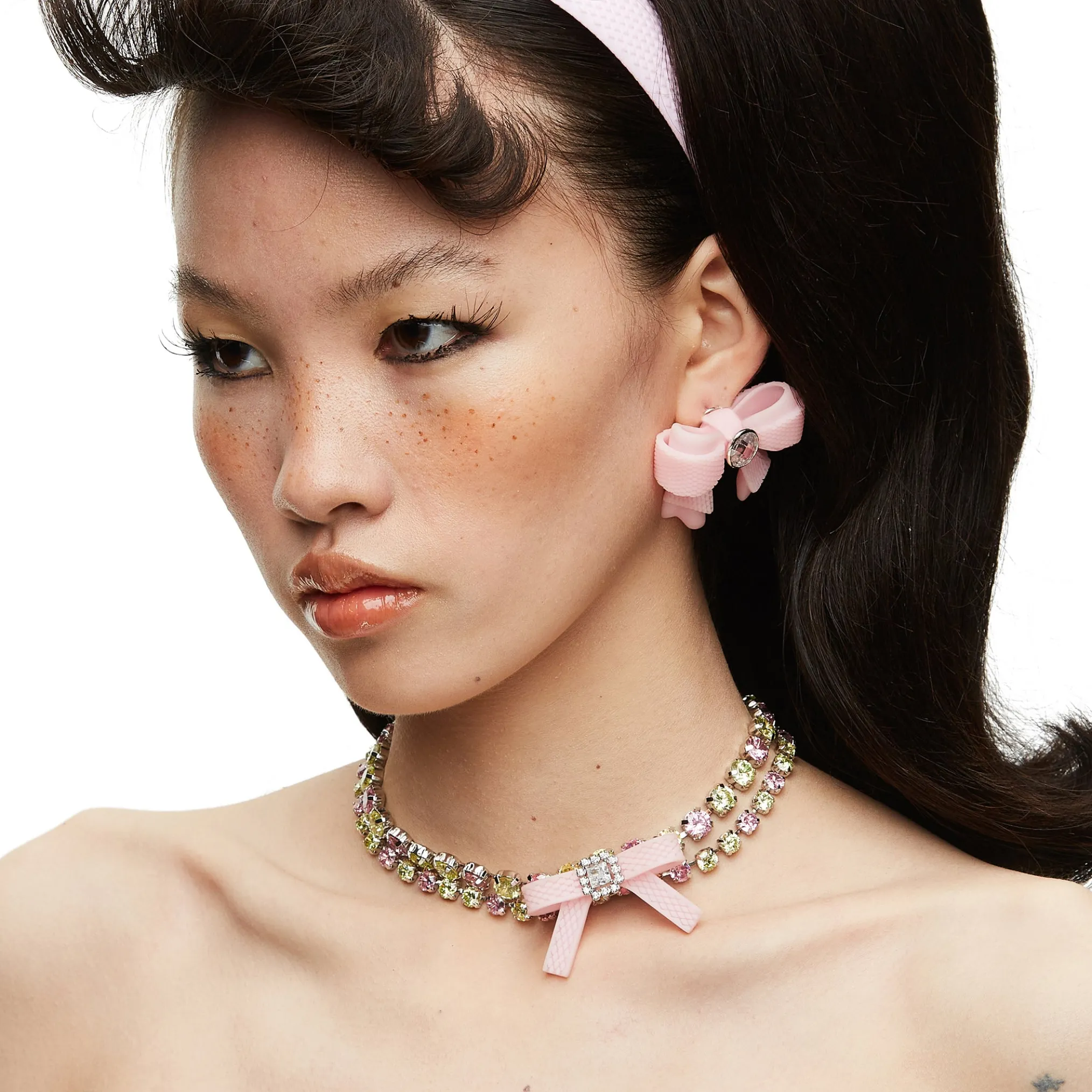 YVMIN X SHUSHUTONG / Rubber Bow Gemstone Necklace