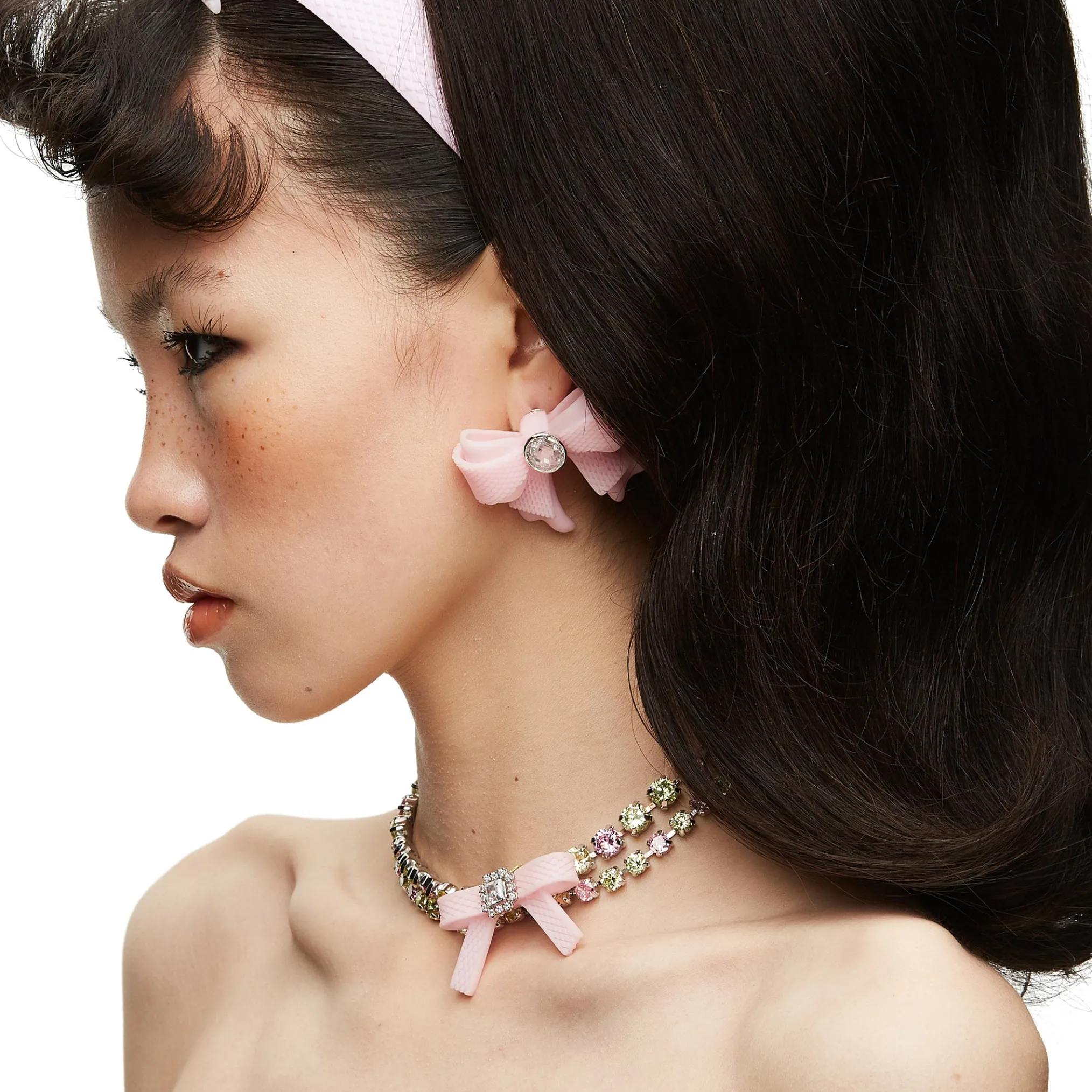 YVMIN X SHUSHUTONG / Rubber Bow Gemstone Necklace