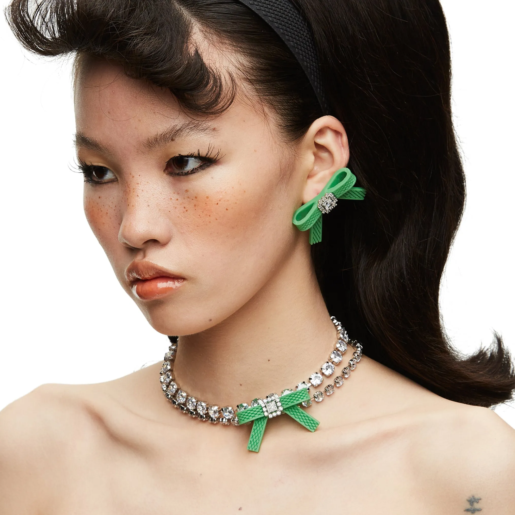 YVMIN X SHUSHUTONG / Rubber Bow Gemstone Necklace