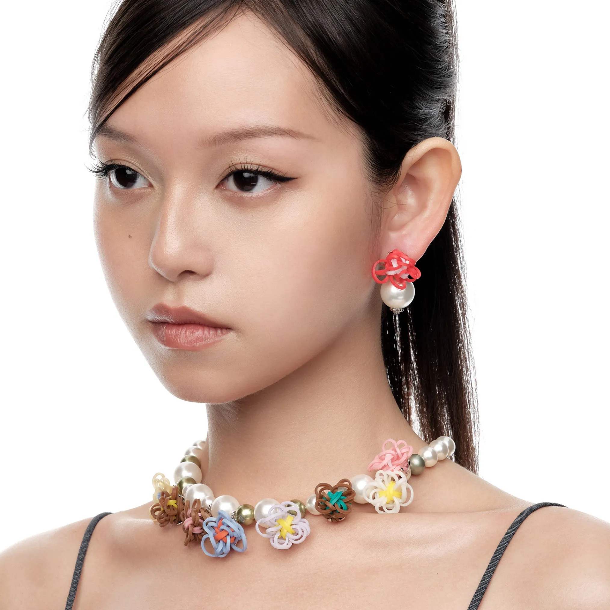 YVMIN X SHUSHUTONG / Rubber Band Flower Pearl Earring