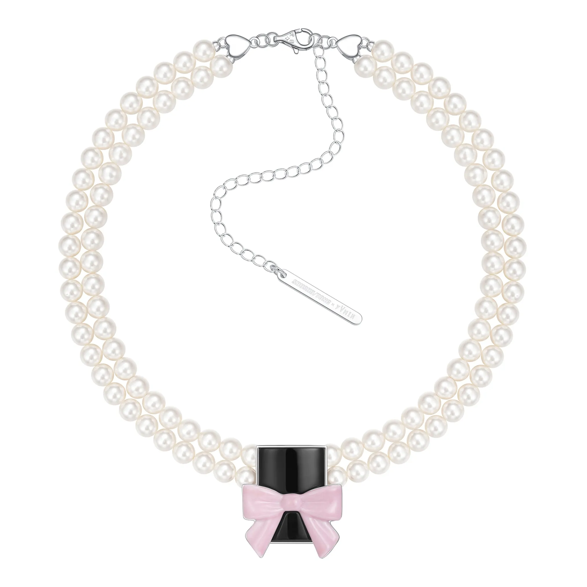 YVMIN X SHUSHUTONG / Square Bowknot Pearl Necklace