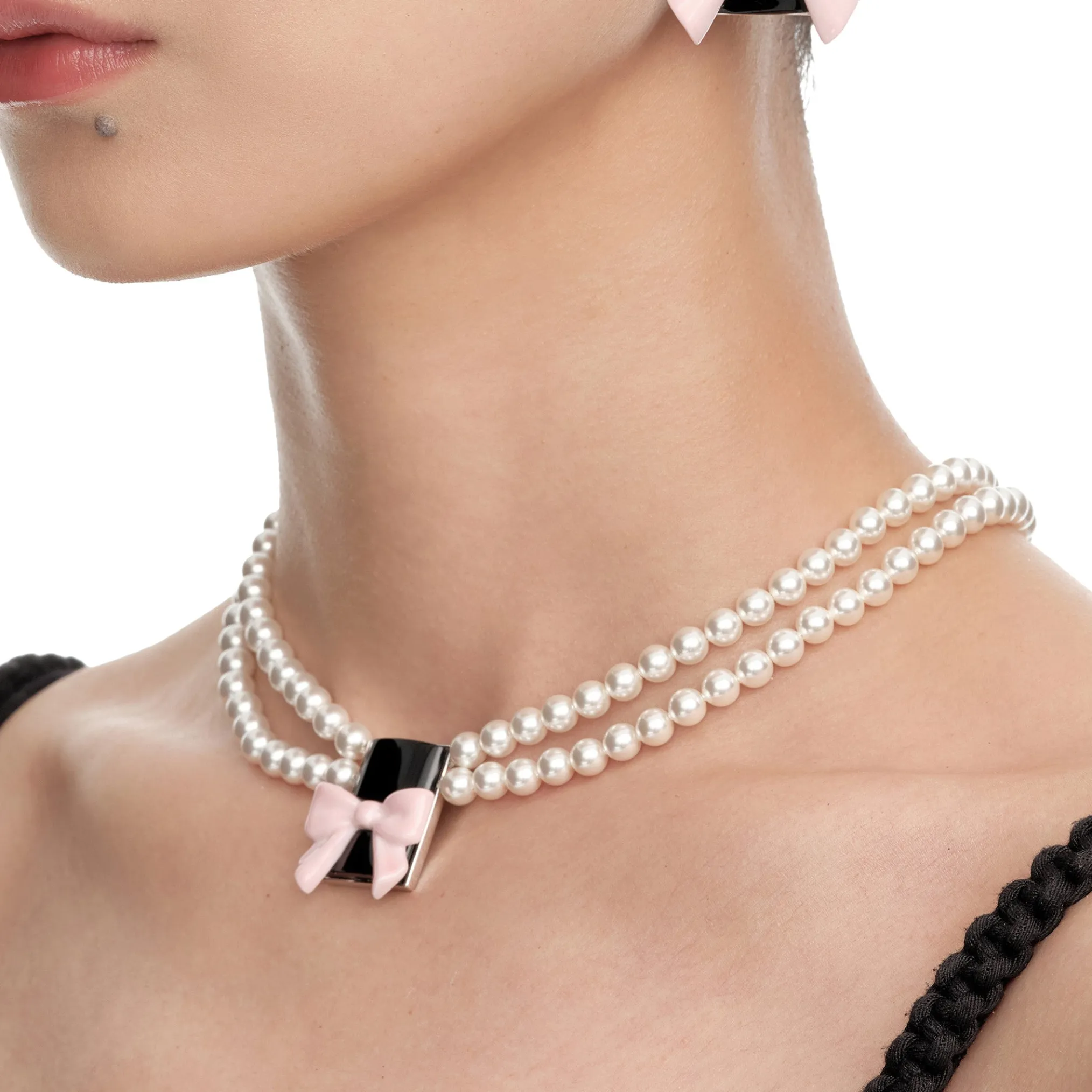 YVMIN X SHUSHUTONG / Square Bowknot Pearl Necklace