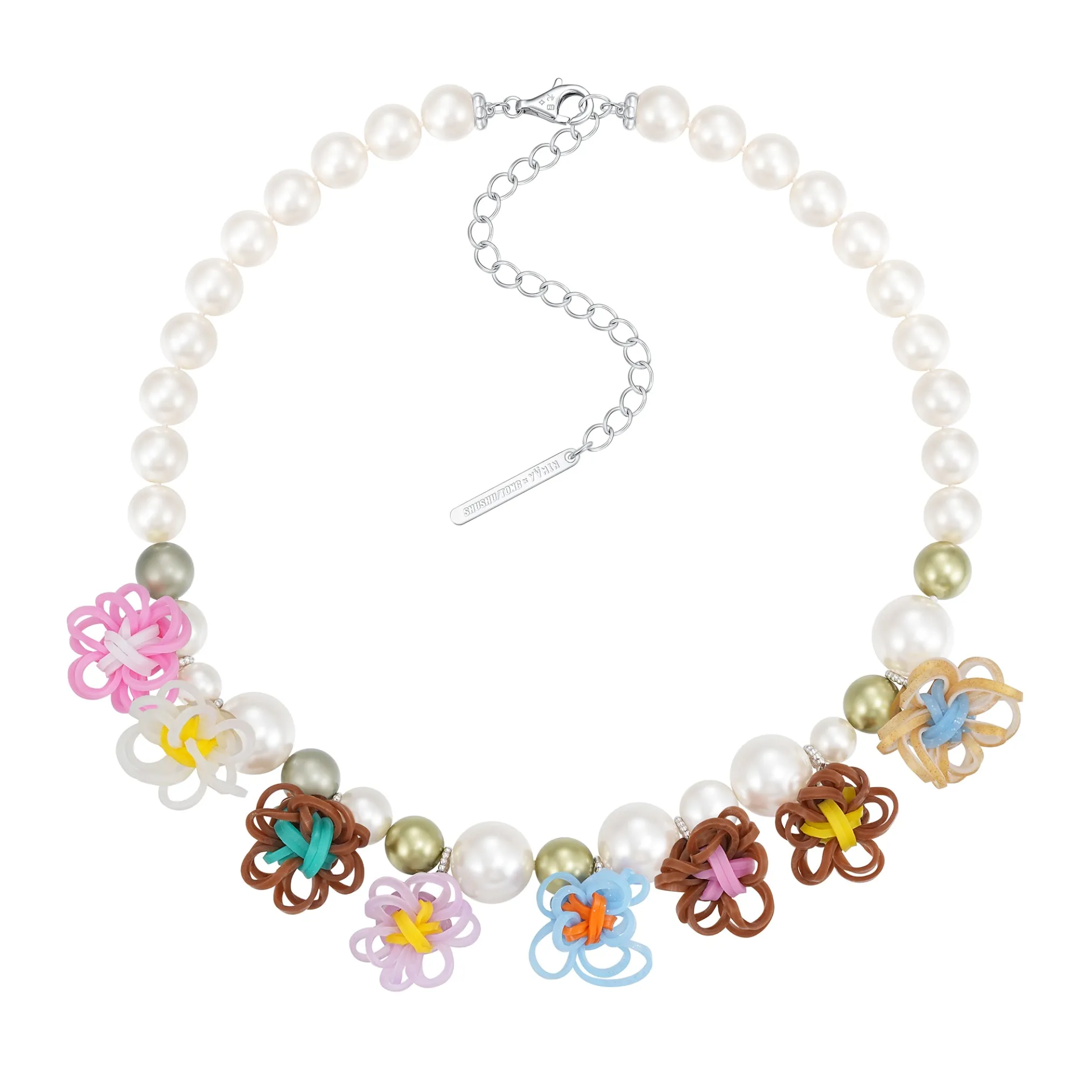 YVMIN X SHUSHUTONG / Rubber Band Flower Pearl Necklace