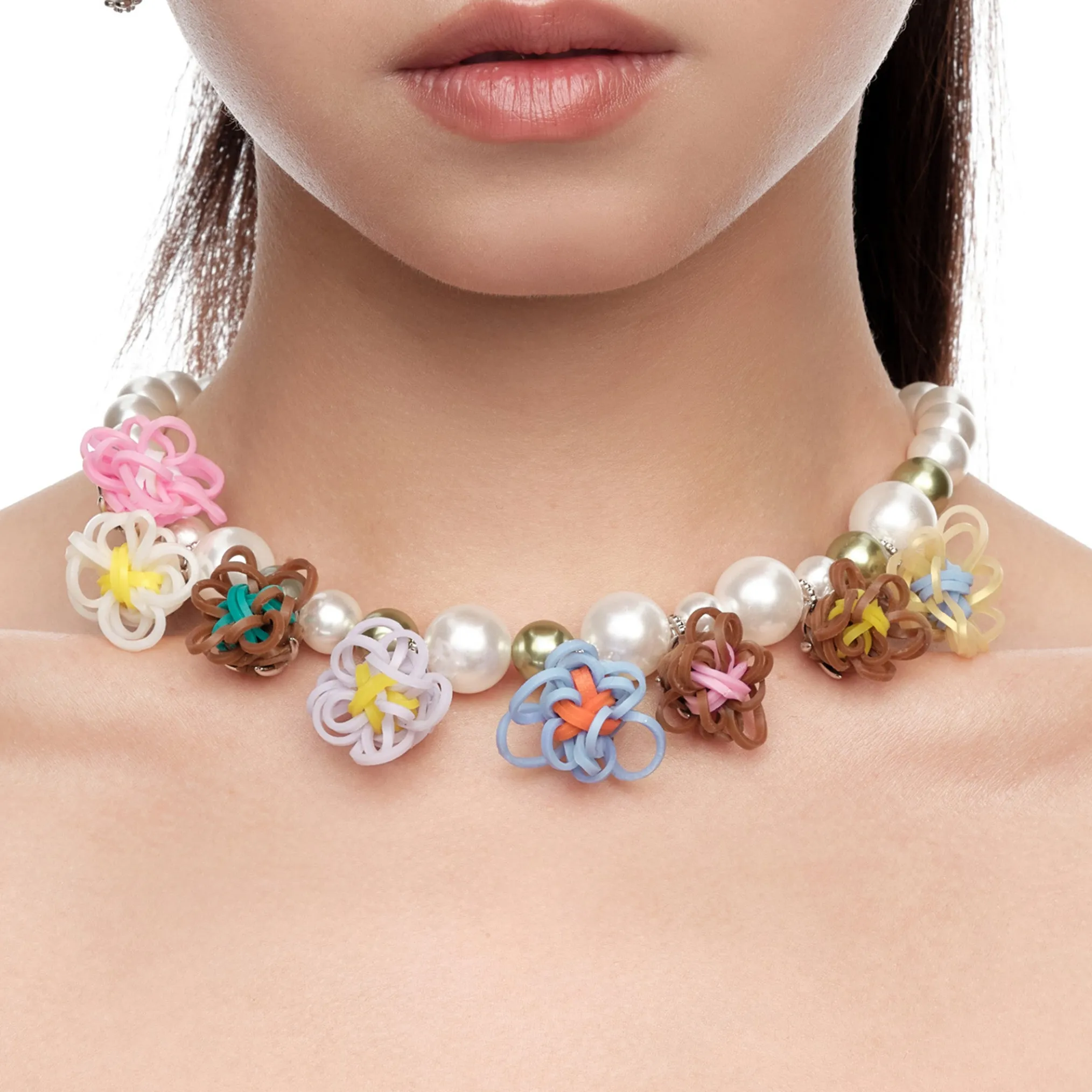 YVMIN X SHUSHUTONG / Rubber Band Flower Pearl Necklace