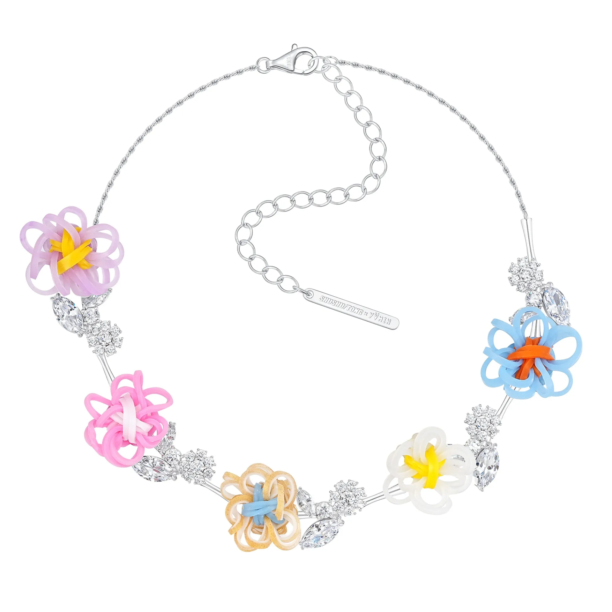 YVMIN X SHUSHUTONG / Rubber Band Flower Gemstone Leaf Necklace