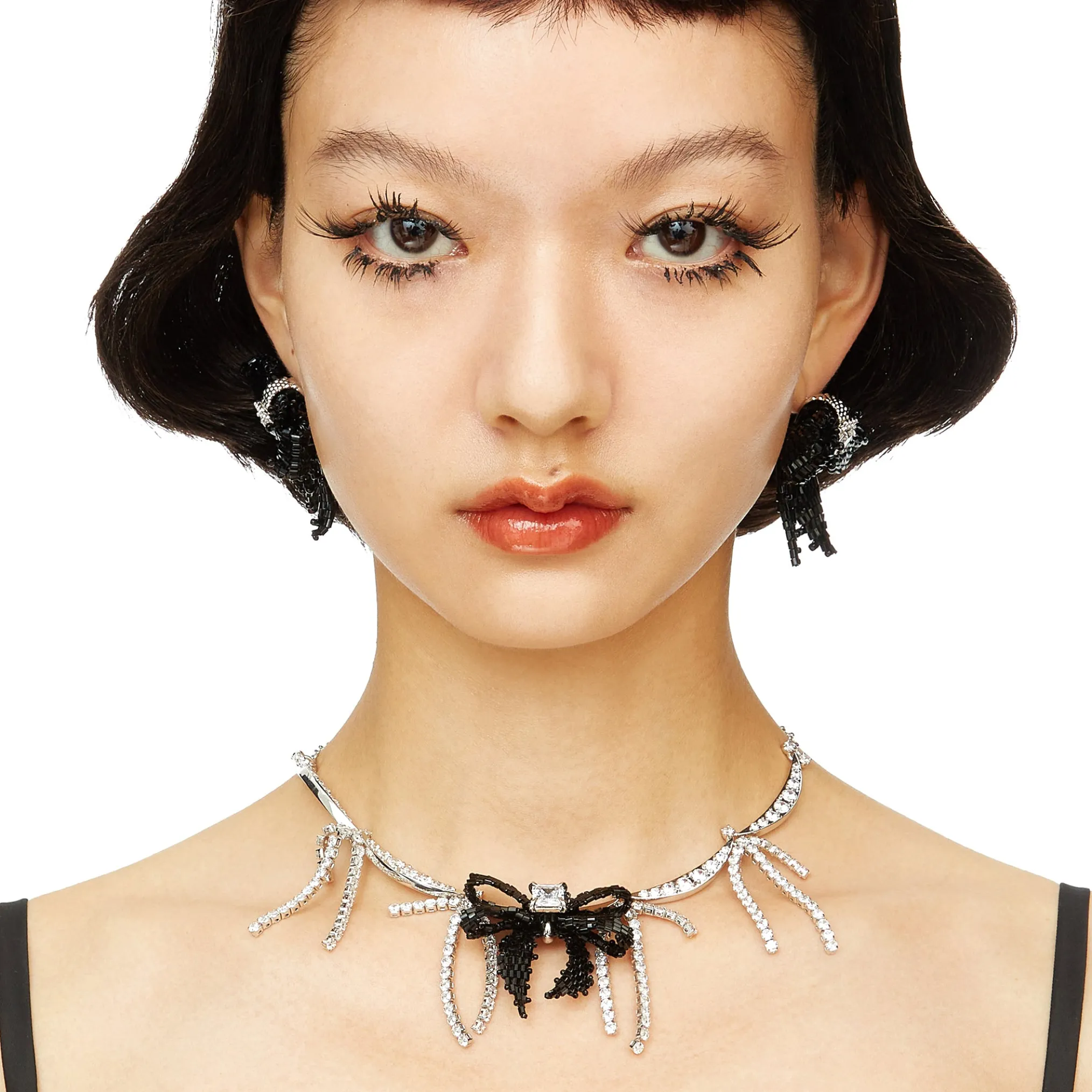 YVMIN X SHUSHUTONG / Square Gemstone Braided Bow Earring